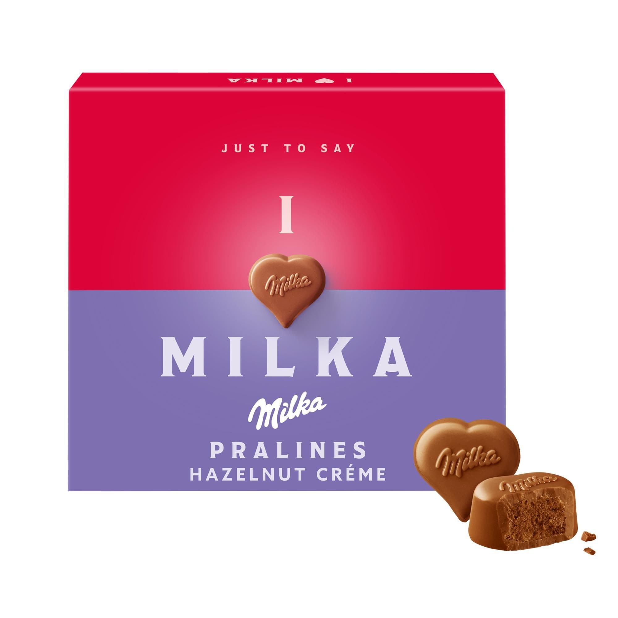 Milka I Love Milka bonboniéra, lískooříšková náplň 110g