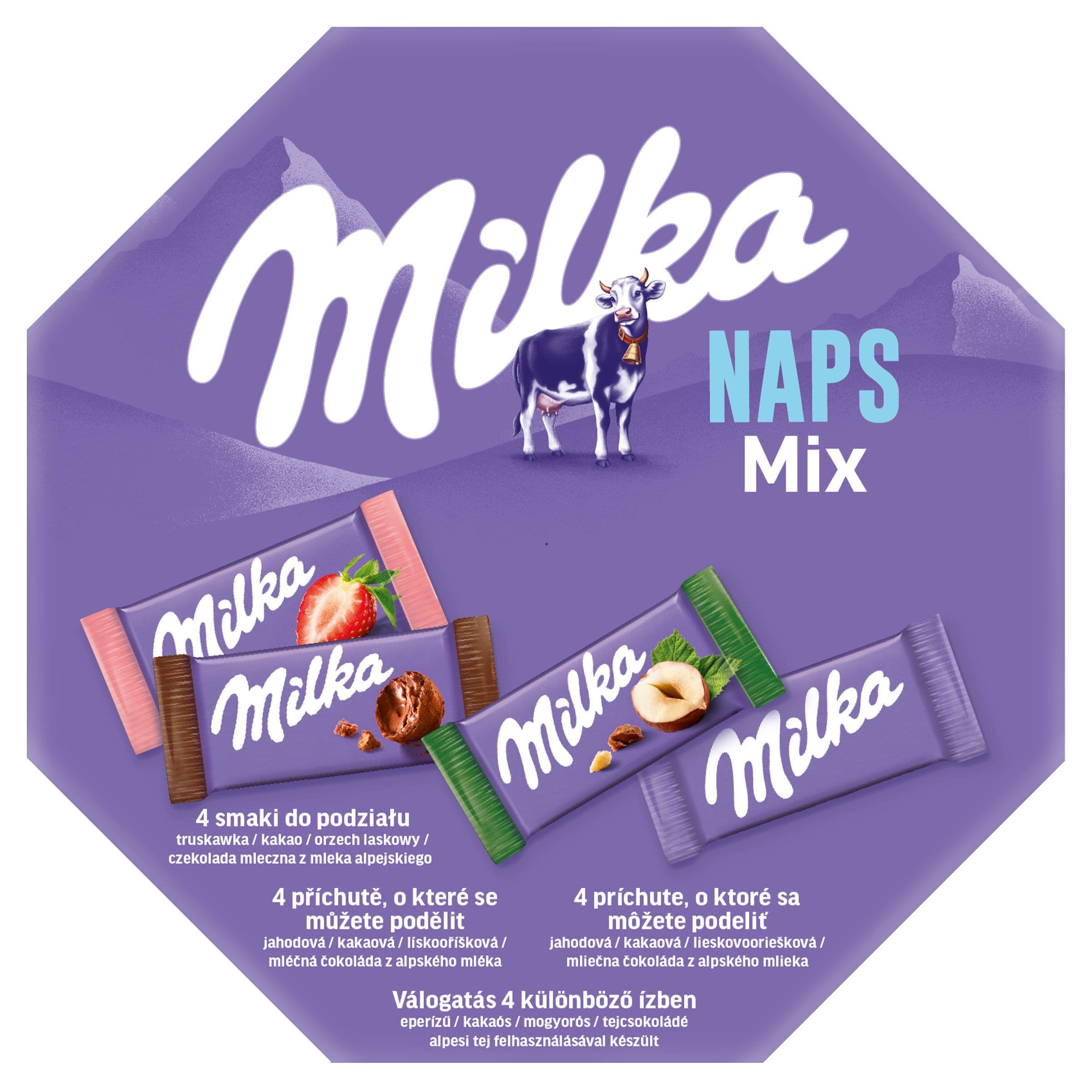 Milka Singles Mix výběr mini mléčných čokolád, bonboniéra 138g