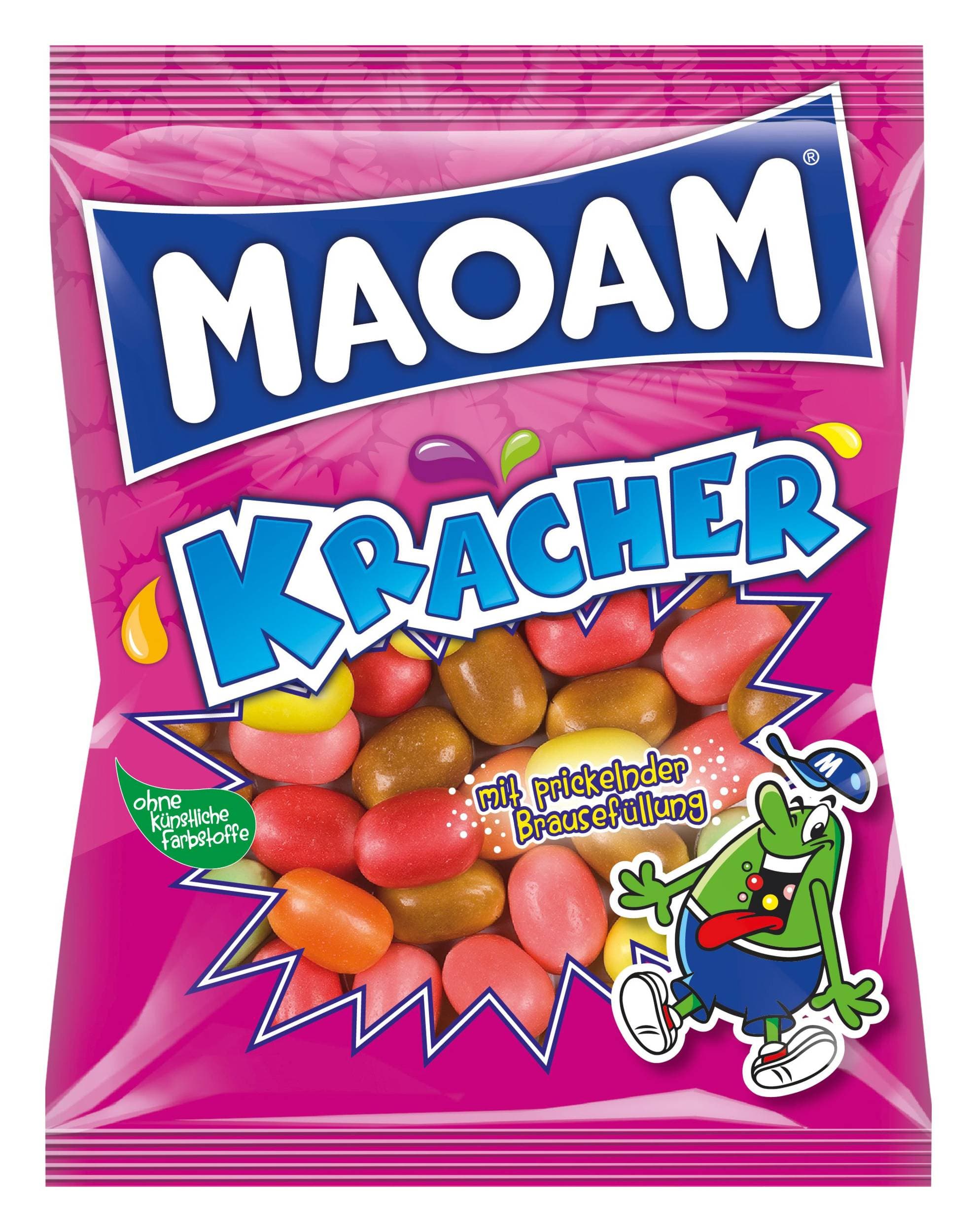 Haribo Maoam Kracher žvýkací bonbony se šumícím práškem 2,7% v náplni, částečně s příchutí coly 200 g