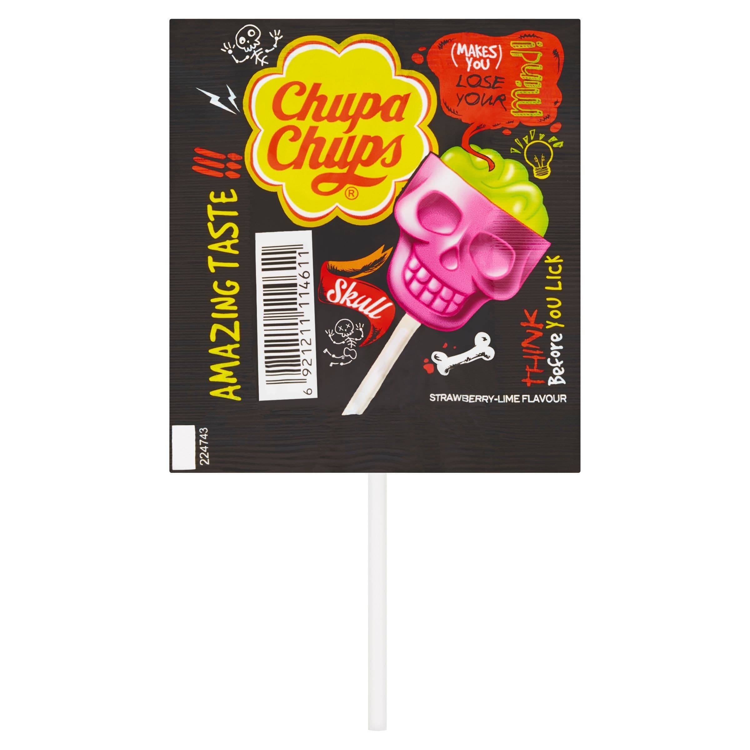 Chupa Chups 3D lízátko Skull Jahoda - Limeta 15g