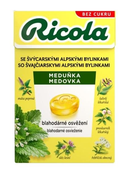Ricola Meduňka Švýcarské bylinné bonbóny bez cukru 40 g