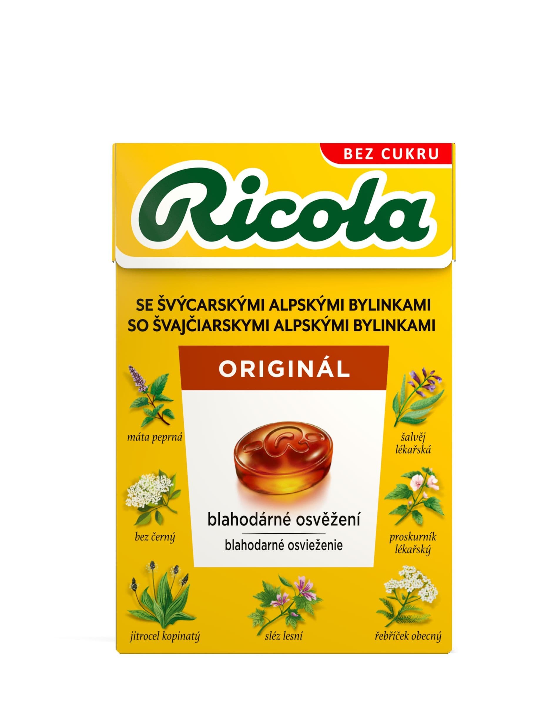 Ricola Originál bylinná směs Švýcarské bylinné bonbóny bez cukru 40 g