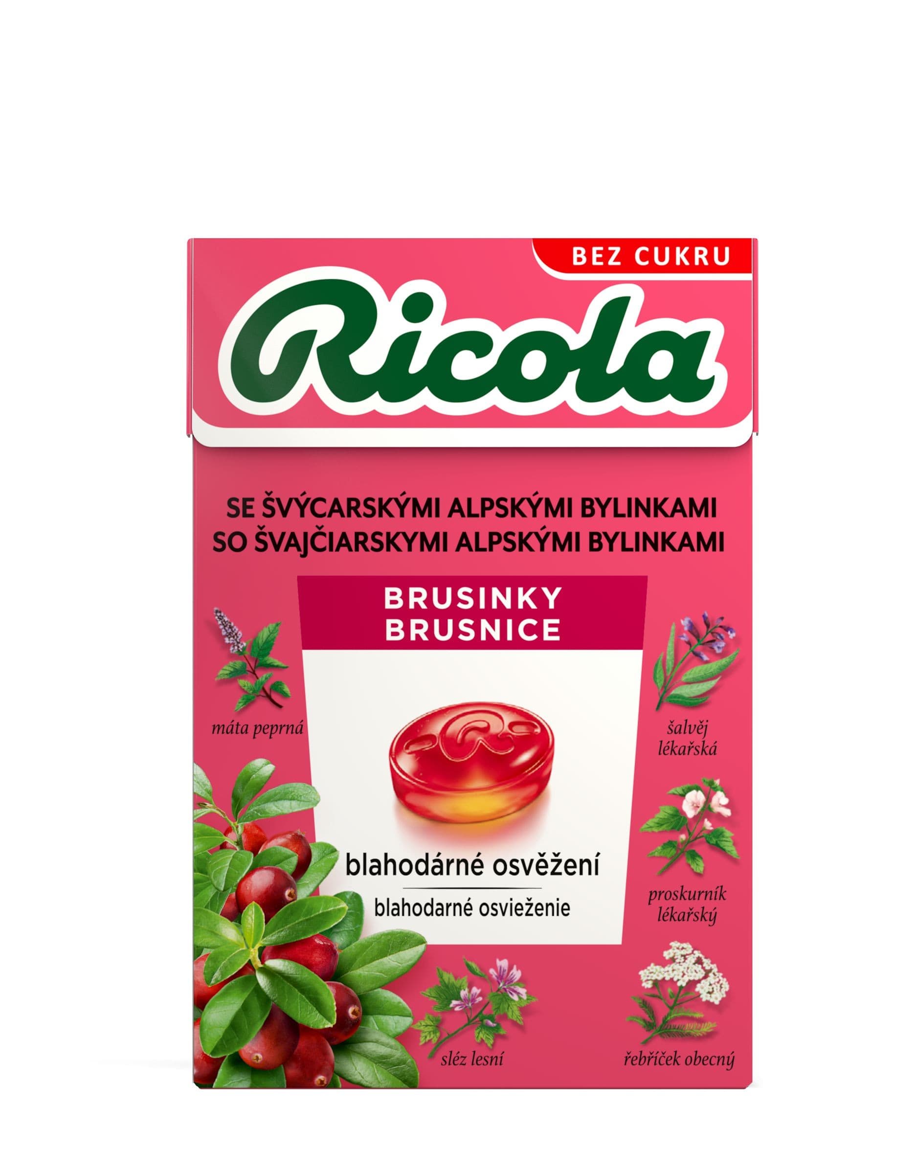 Ricola Brusinky Švýcarské bylinné bonbóny, bez cukru 40 g