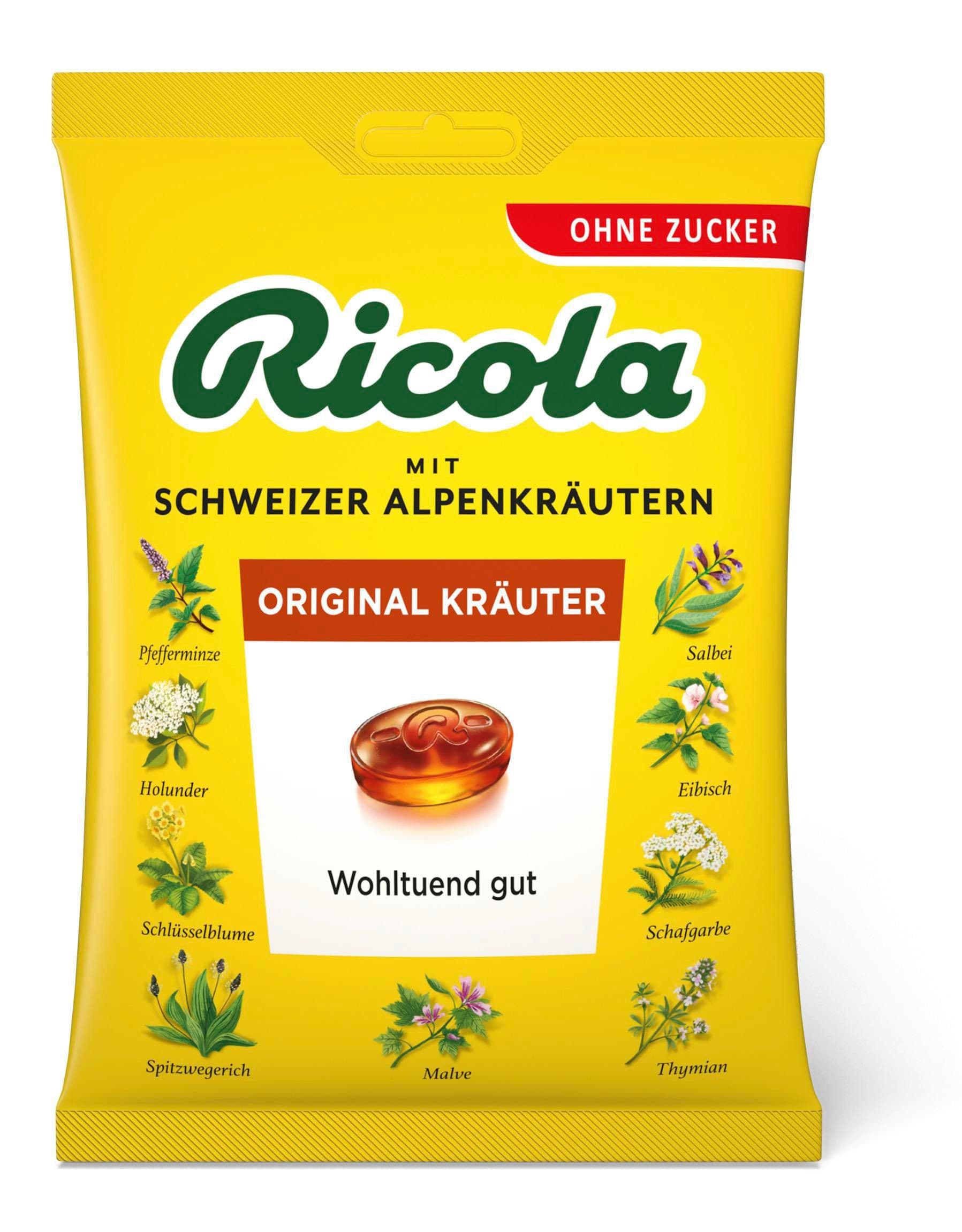 Ricola Bylinný originál Švýcarské bylinné bonbóny bez cukru  75g