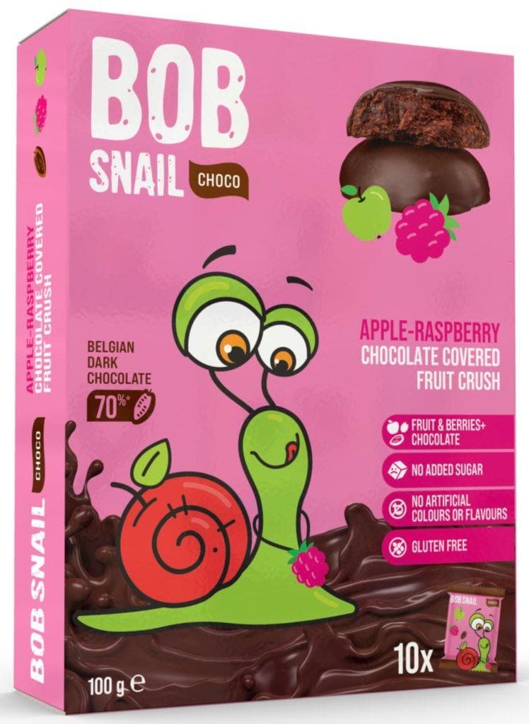Šnek BOB v hořké čokoládě jablko-malina 100g