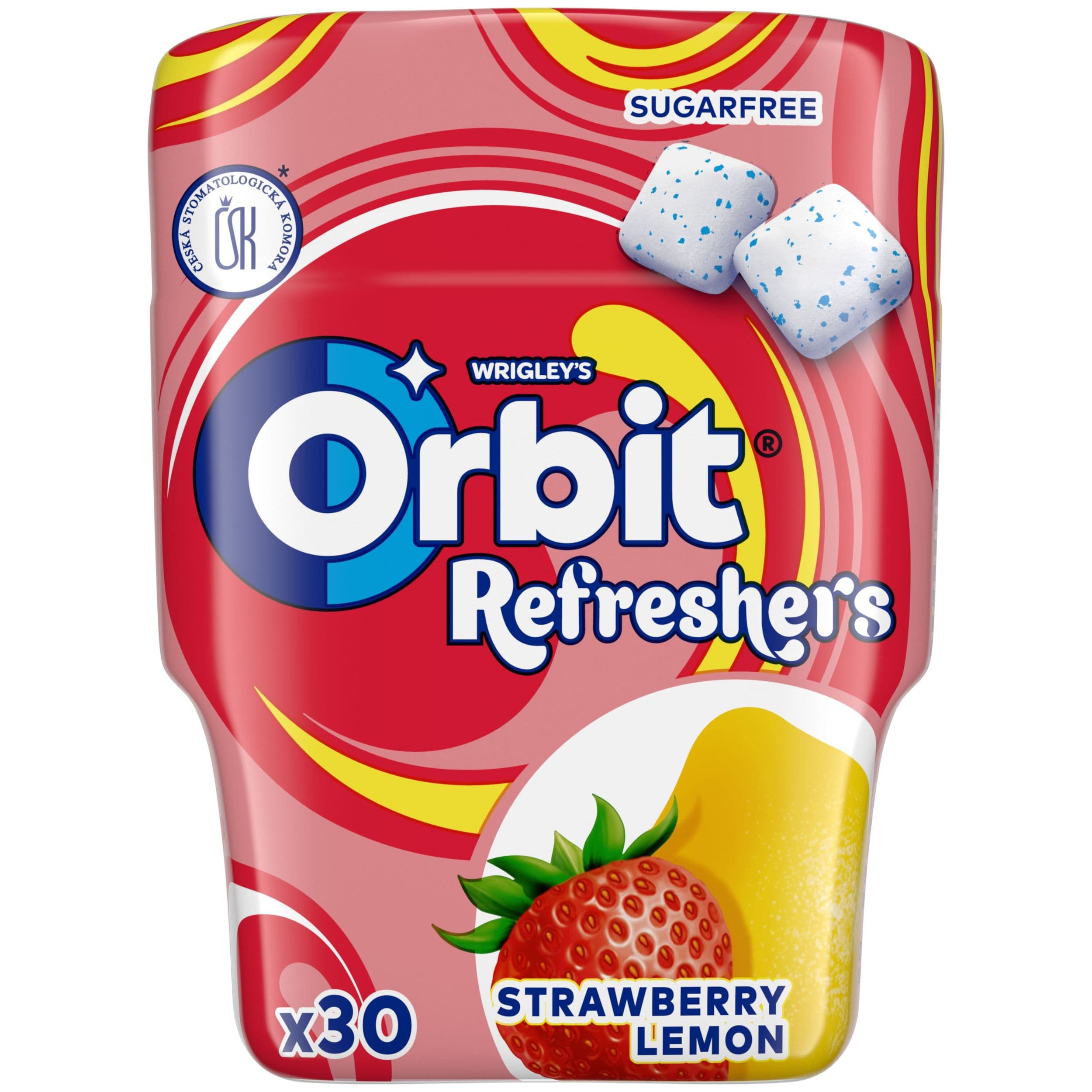 Orbit Refreshers žvýkačky bez cukru jahoda a citron 30 ks 67g