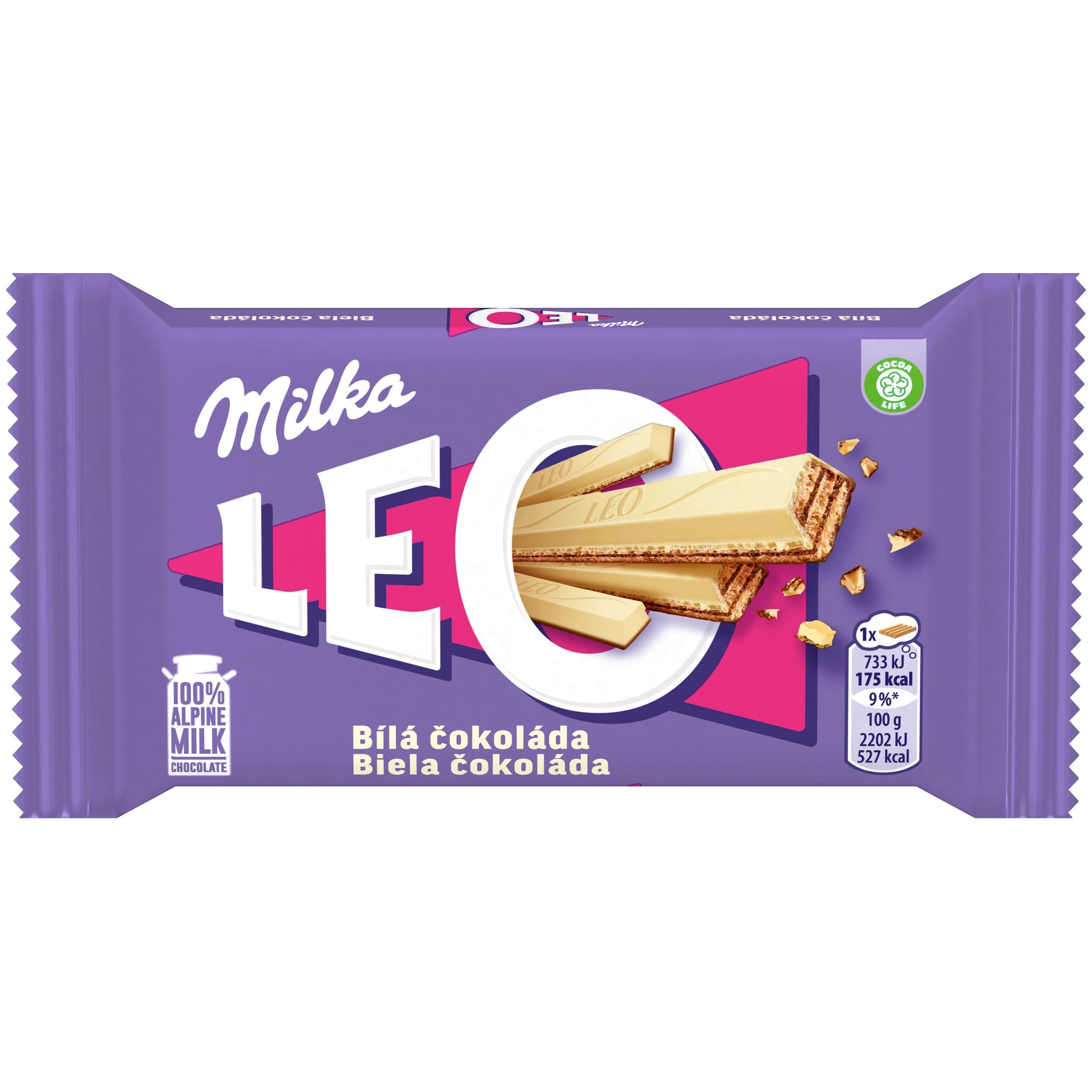 Milka tyčinka Leo White s oplatkami v bílé čokoládě 33,3g