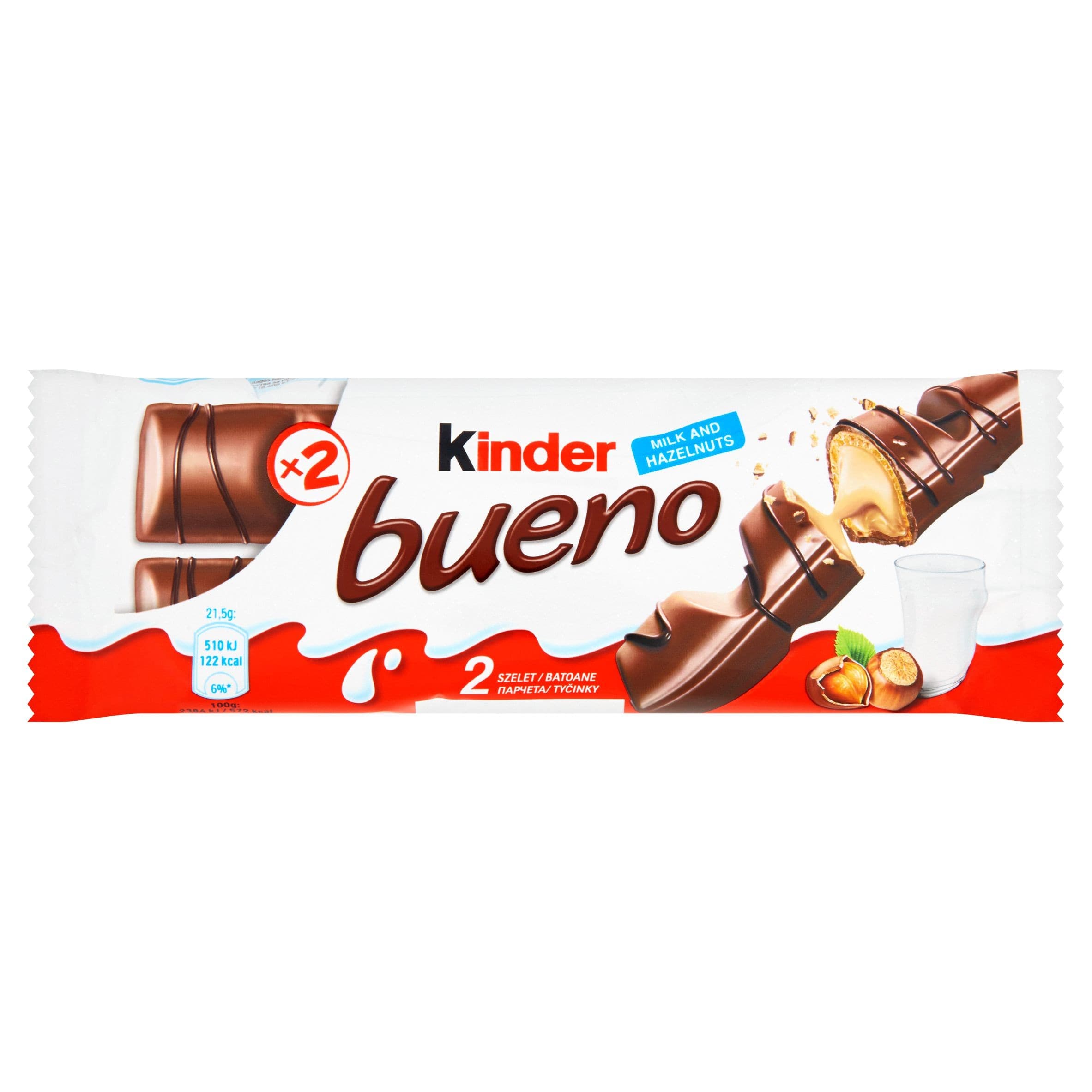 Kinder Bueno Oplatka s čokoládovou polevou a mléčnou lískooříškovou náplní 2x21,5 g