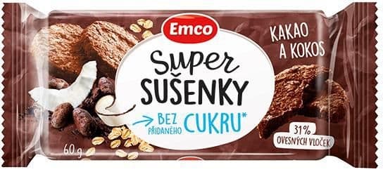 Emco Super sušenky bez přidaného cukru čokoláda kokos 60g