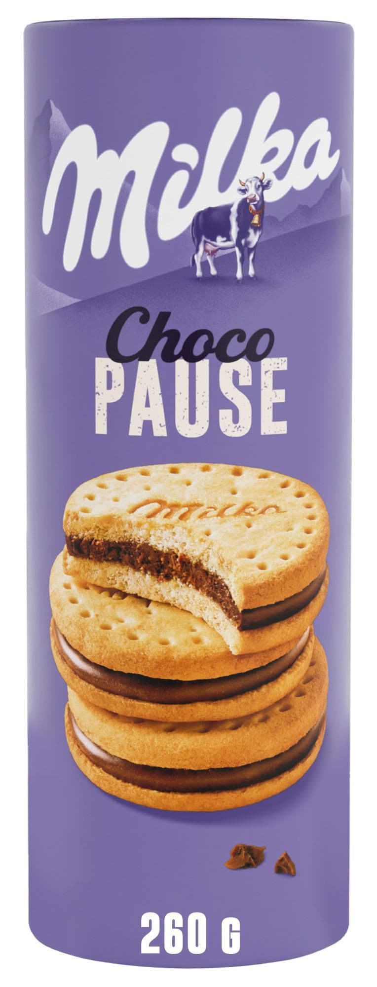 Milka sušenky Choco pause plněné jemnou čokoládovou náplní z alpského mléka 260g