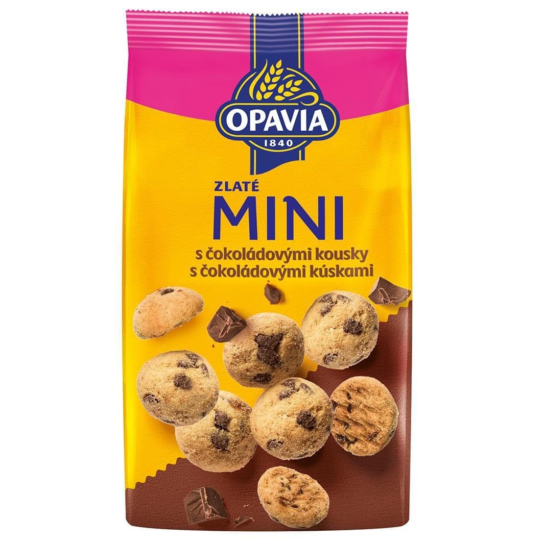 Opavia sušenky Zlaté mini  s čokoládovými kousky 180g