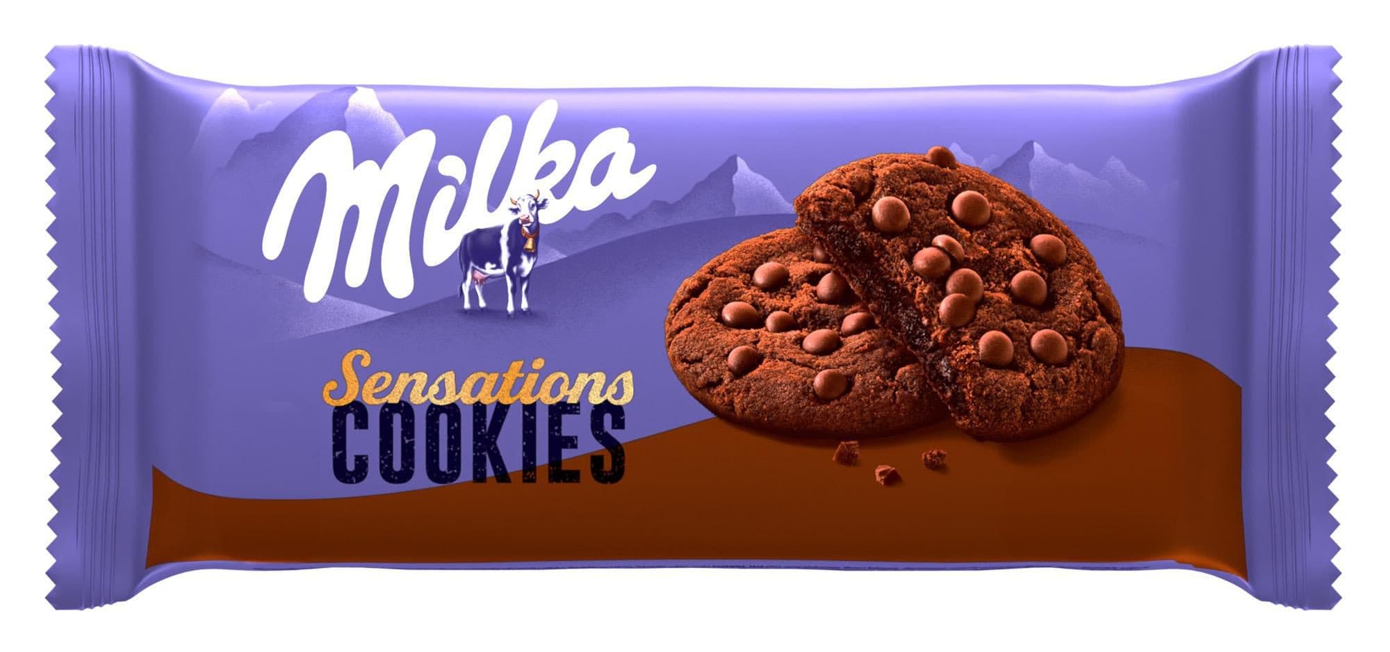 Milka sušenky kakaové Cookie Sensations s kousky čokolády 156g
