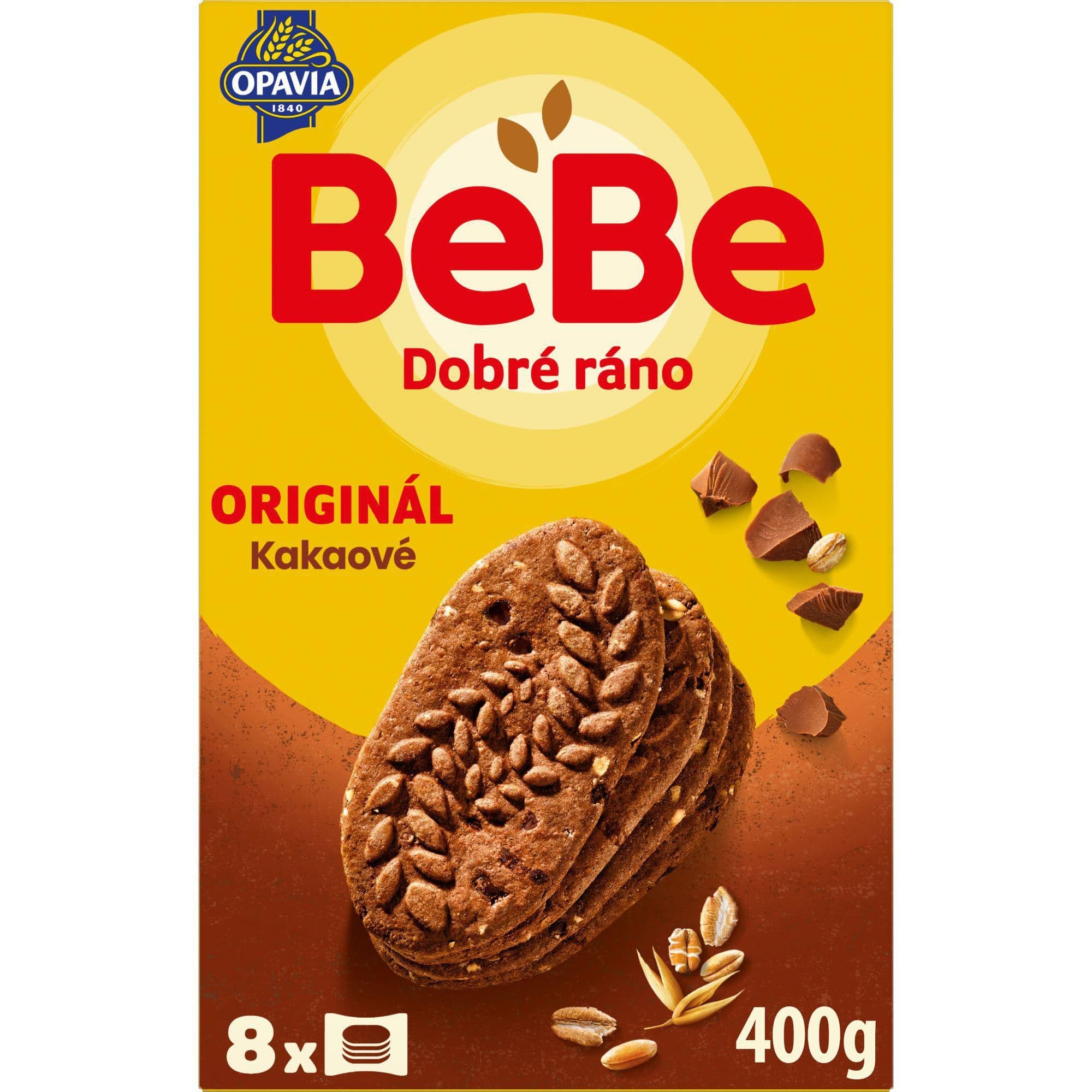 Opavia sušenky kakaové BeBe Dobré Ráno s kousky čokolády 8 x 50g (400g)