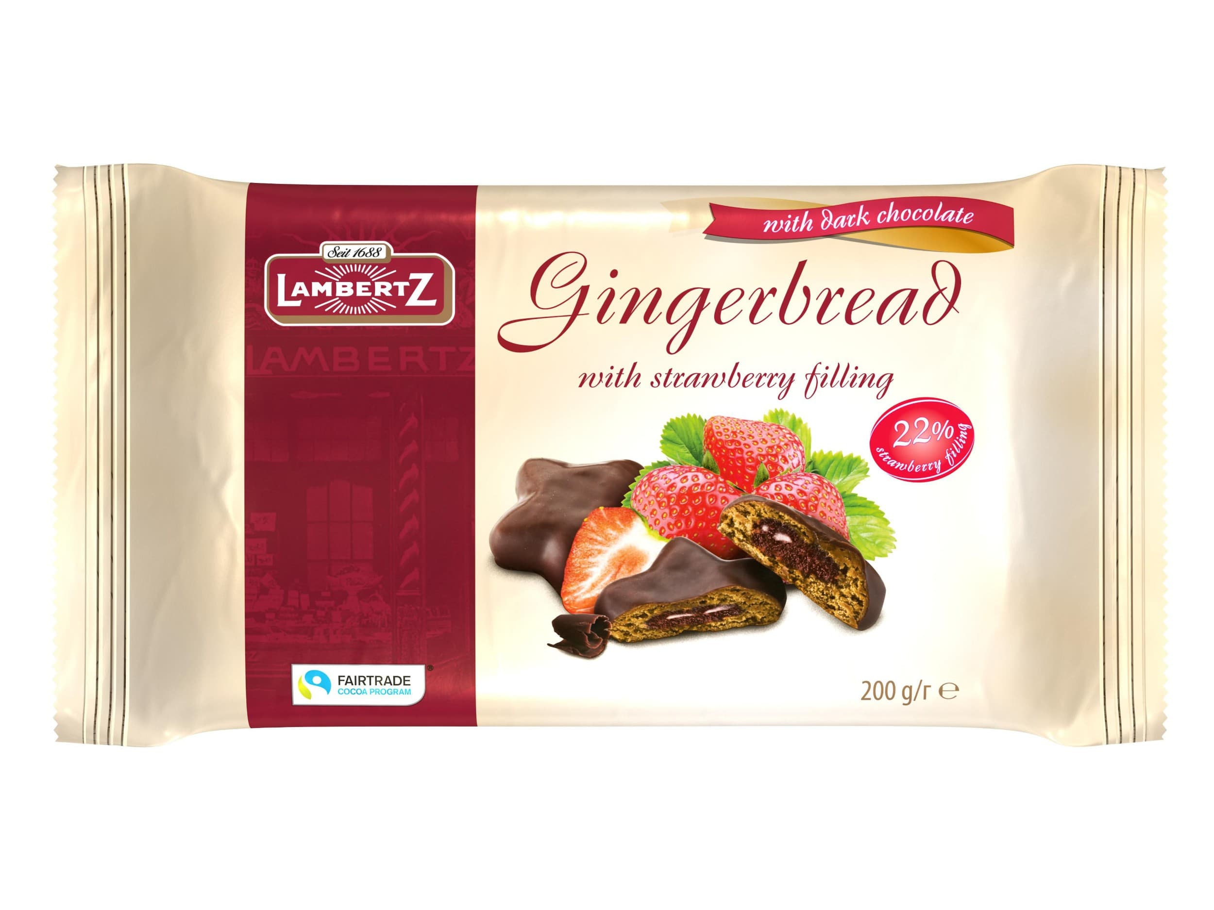 Lambertz Perník s ovocnou náplní - příchuť jahoda 200g