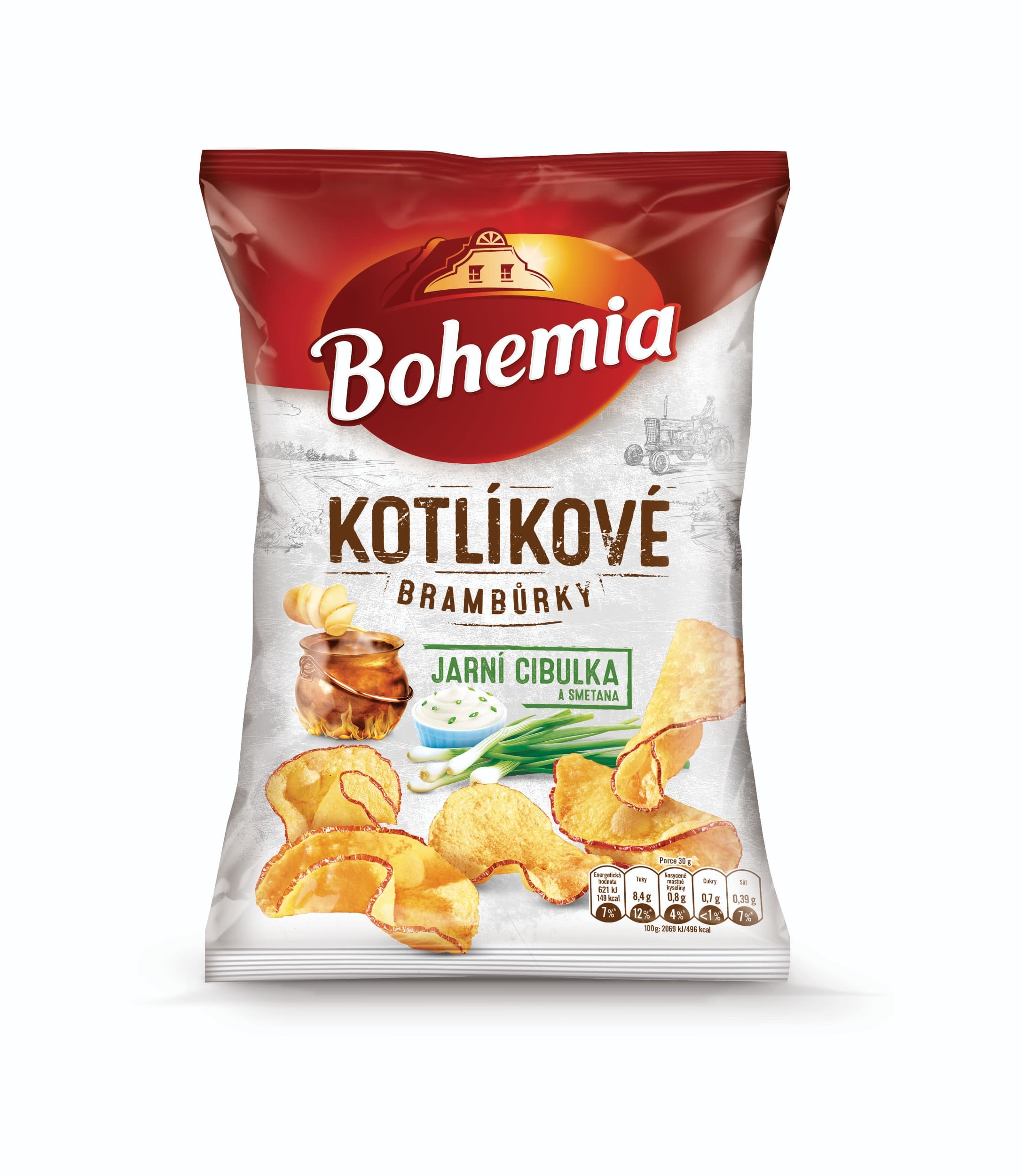 Bohemia Kotlíkové brambůrky jarní cibulka a smetana 100g