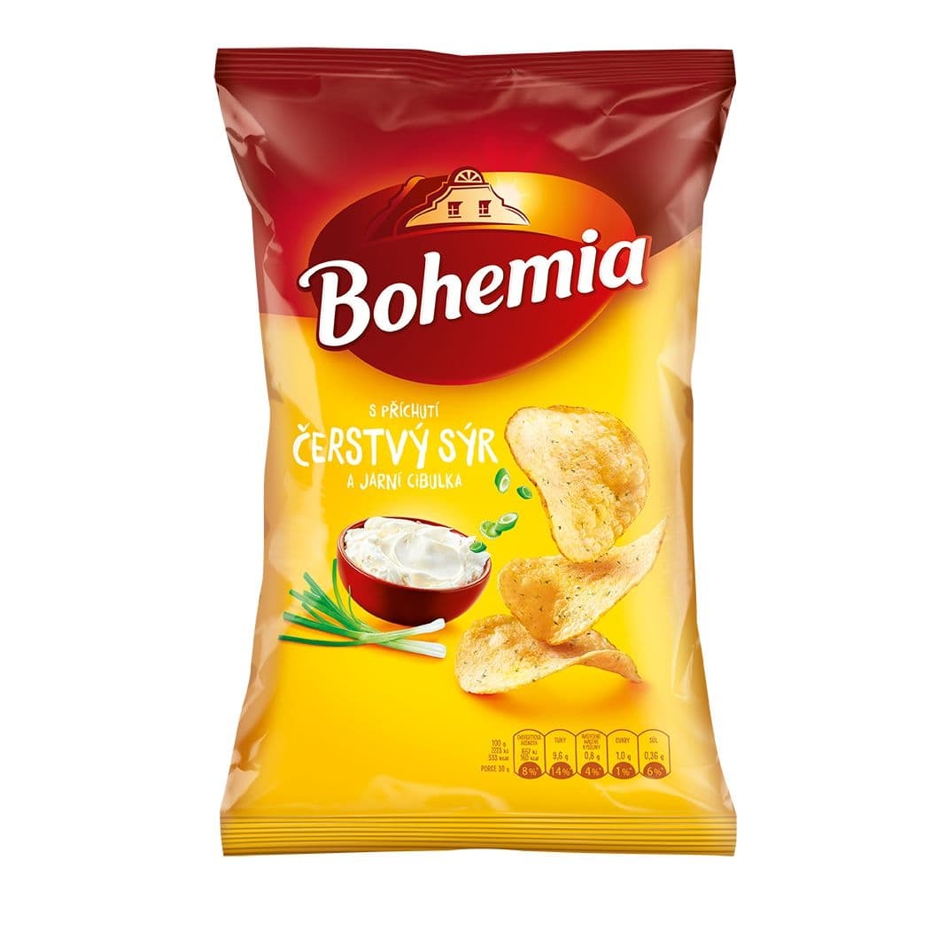Bohemia Chips Čerstvý sýr a Jarní cibulka 130g