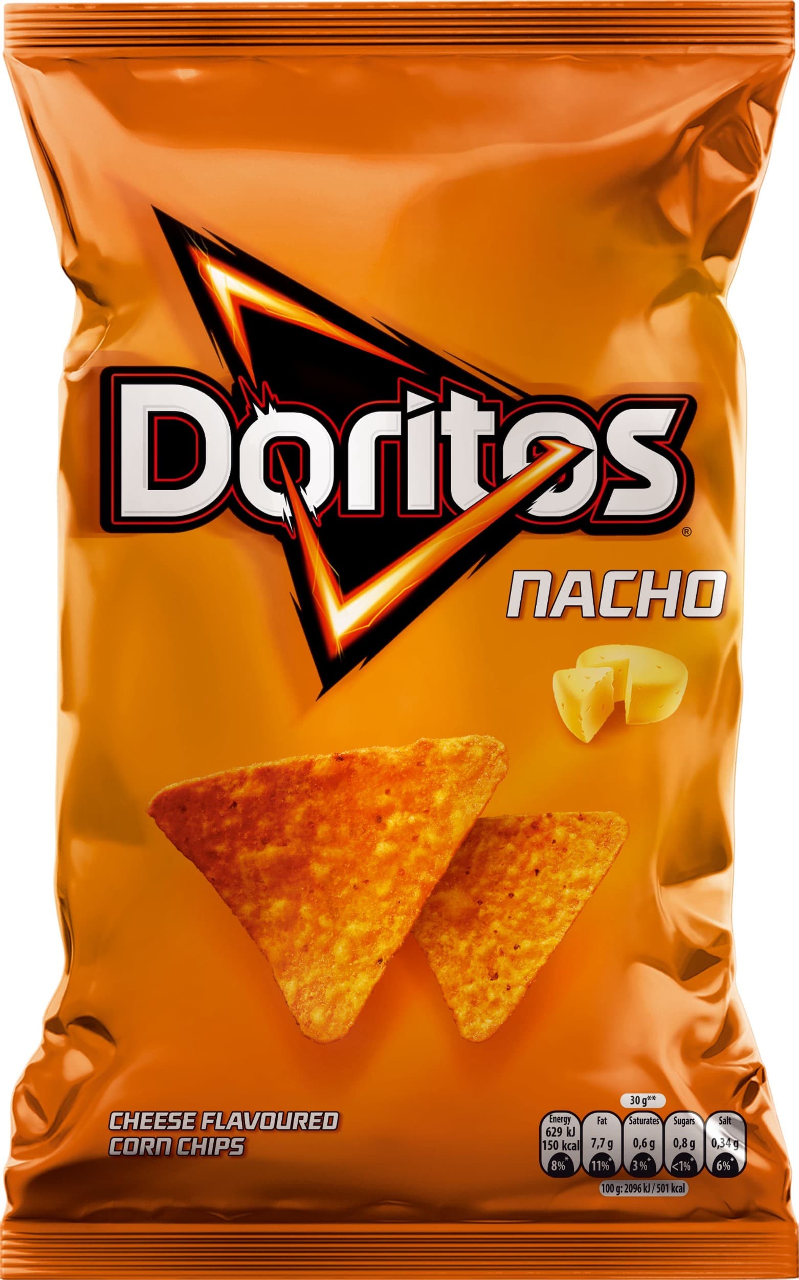 Doritos Nacho Cheese Kukuřičné lupínky s příchutí sýra 100g