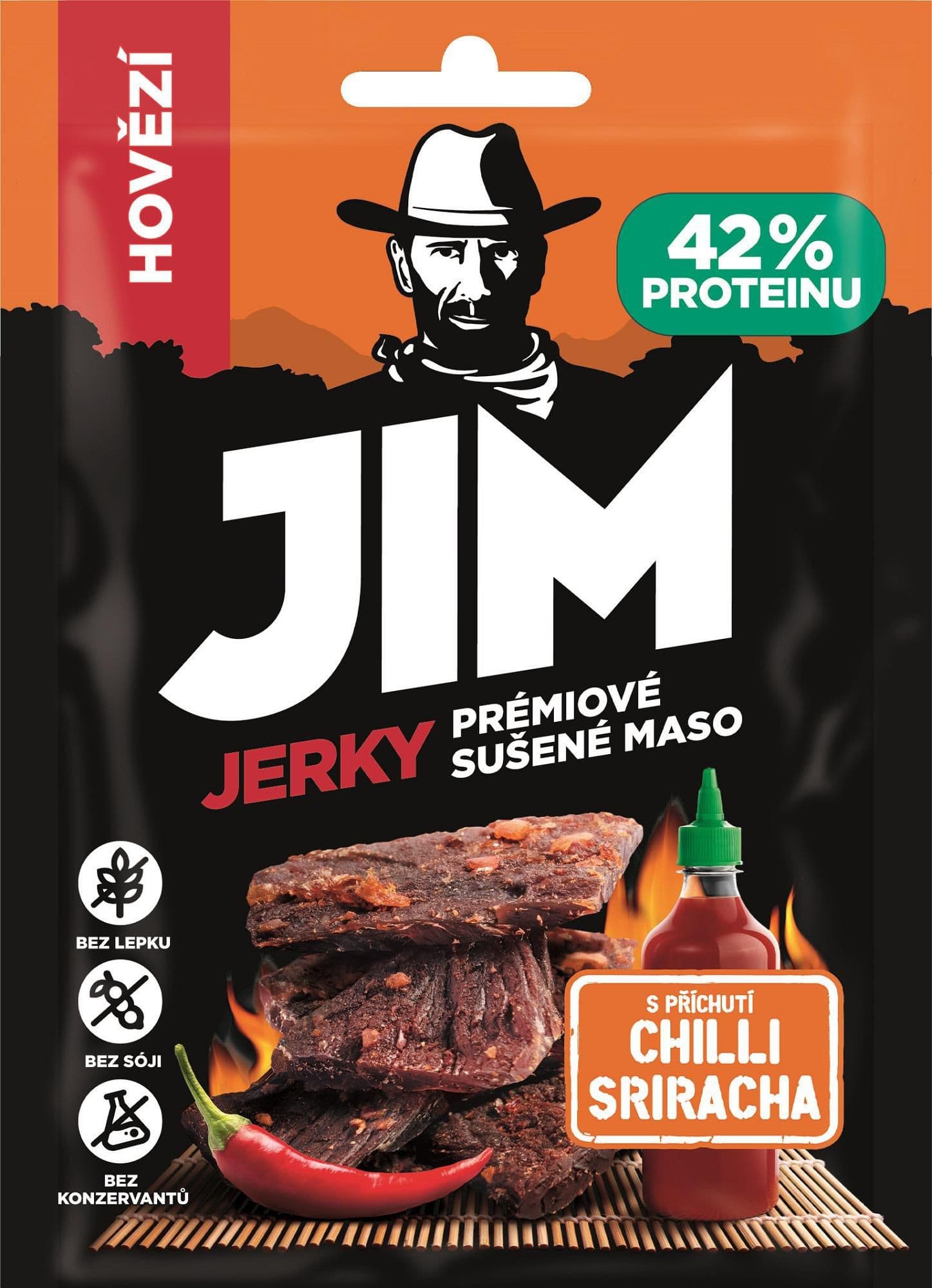 Jim Jerky hovězí chilli sriracha 23g