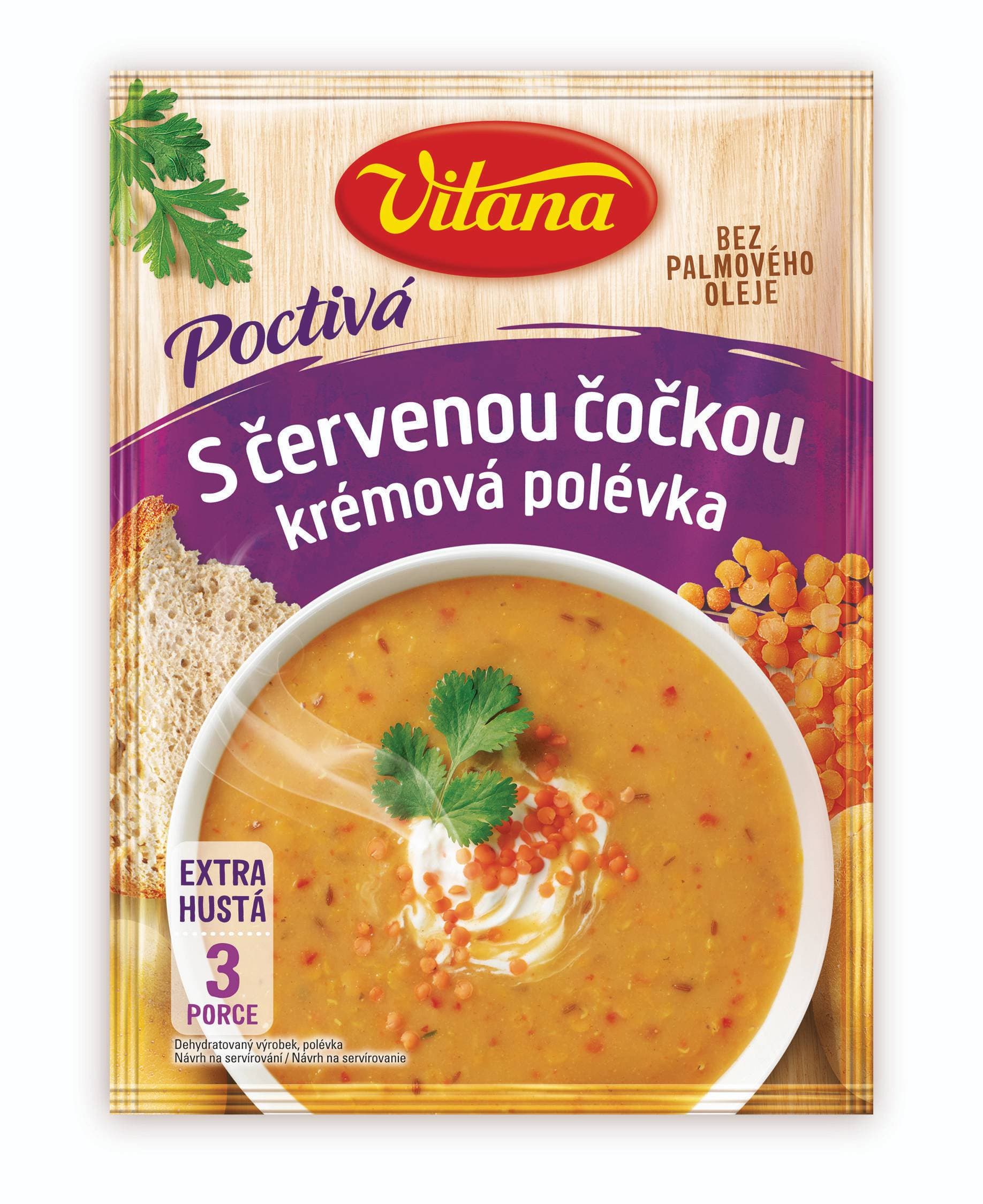 Vitana Poctivá S červenou čočkou, krémová polévka 134g