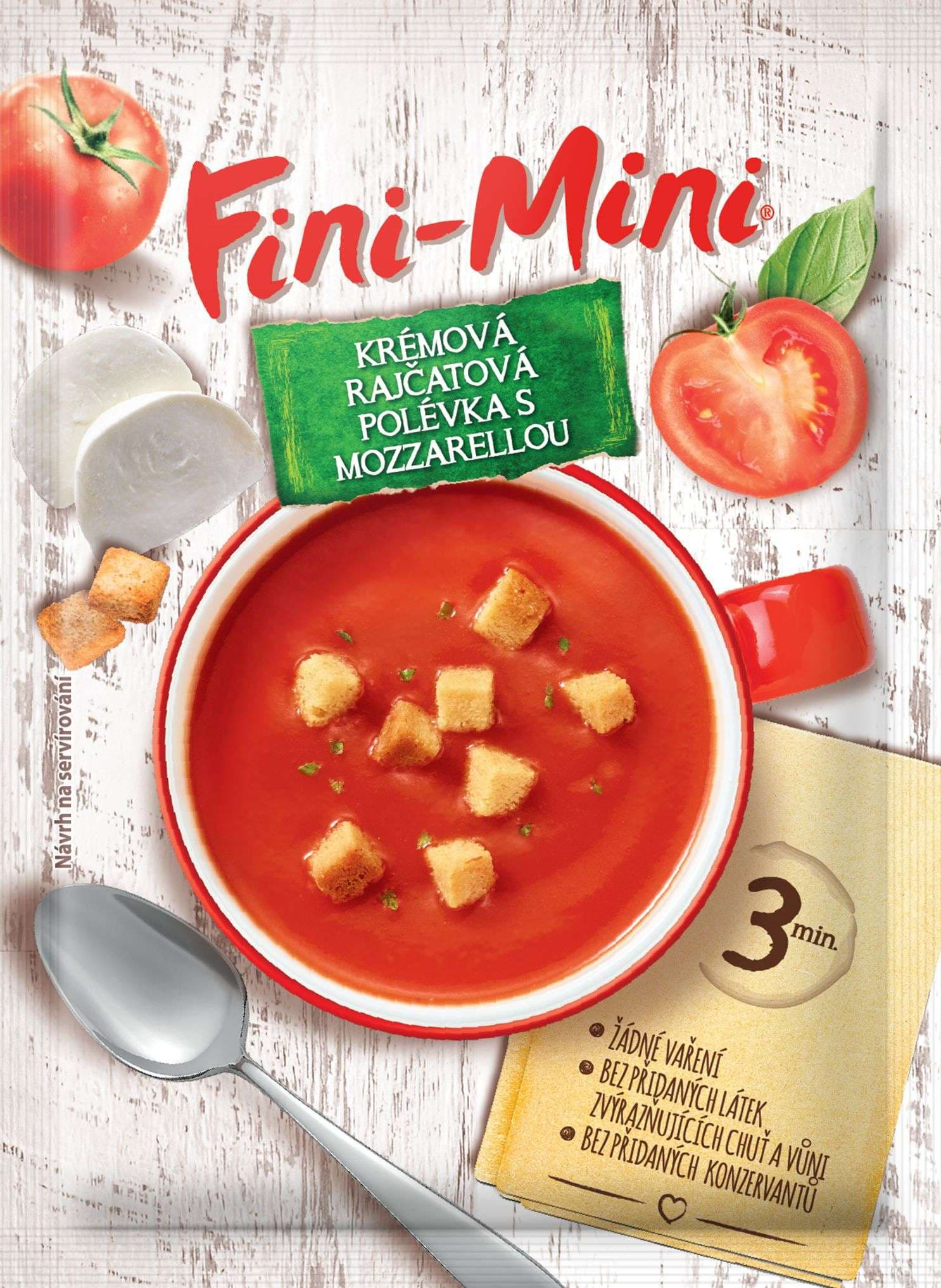Podravka Fini-Mini polévka krémová rajčatová s mozzarellou 23 g