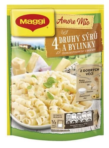 Maggi Amore Mio 4 druhy sýrů a bylinky těstoviny s omáčkou sáček 146 g