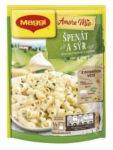 Maggi Amore Mio Špenát a sýr těstoviny s omáčkou sáček 152 g