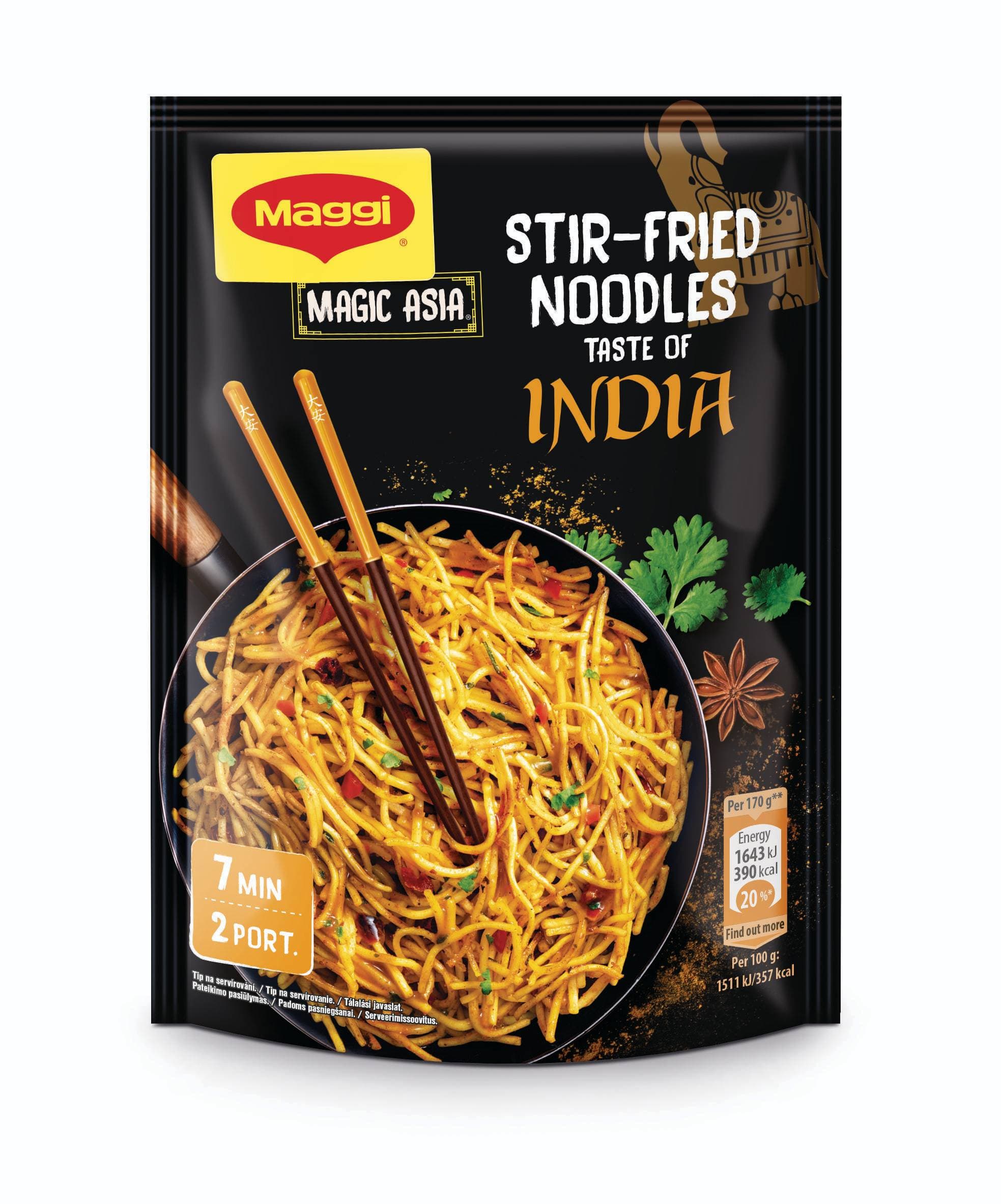 Maggi Fusian Smažené nudle s chutí Indie 118 g