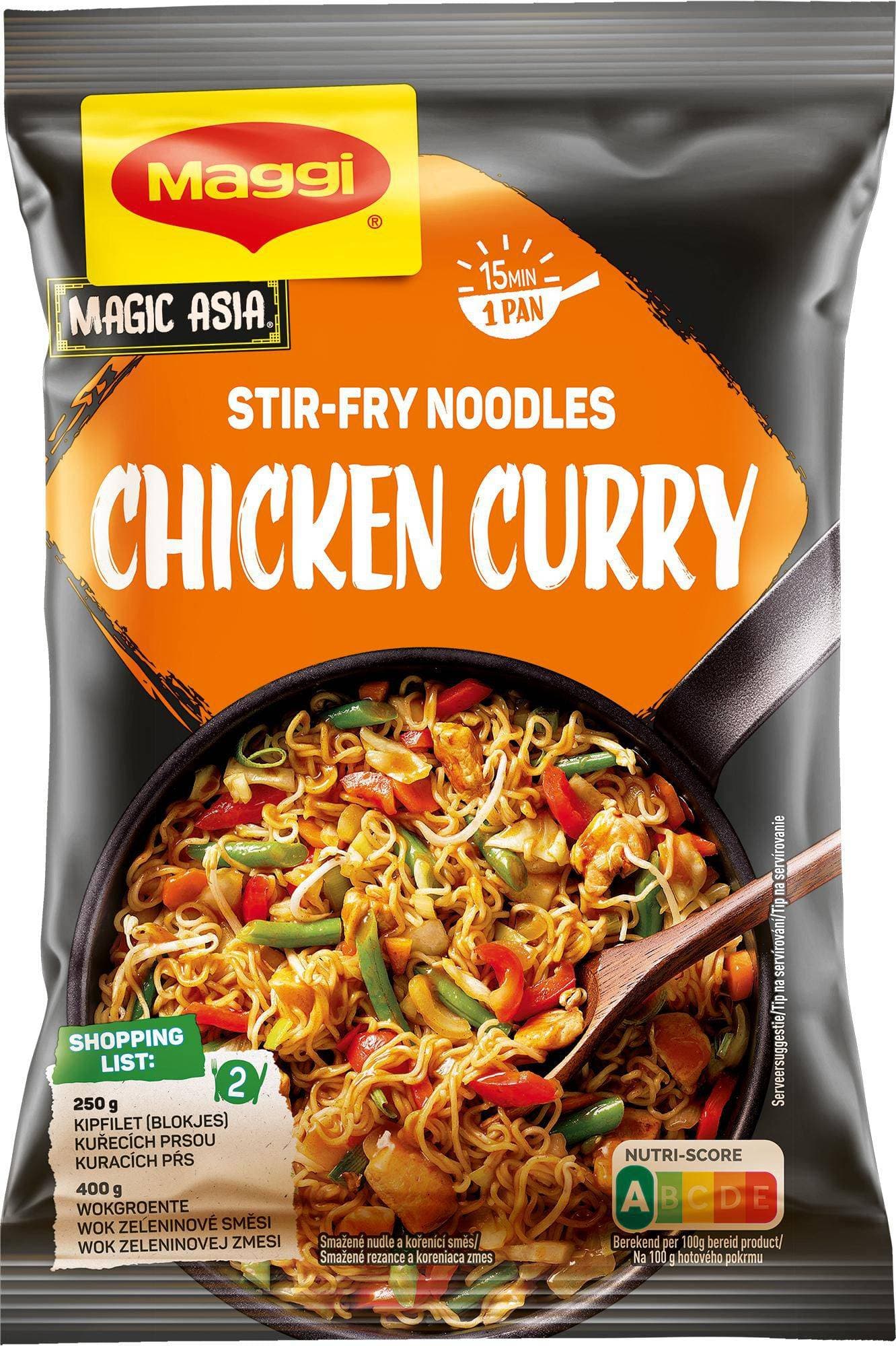Maggi Nápady Nudle z pánve kuře na kari se zeleninou sáček 185 g