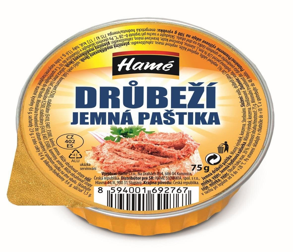 Hamé Jemná drůbeží paštika 75g
