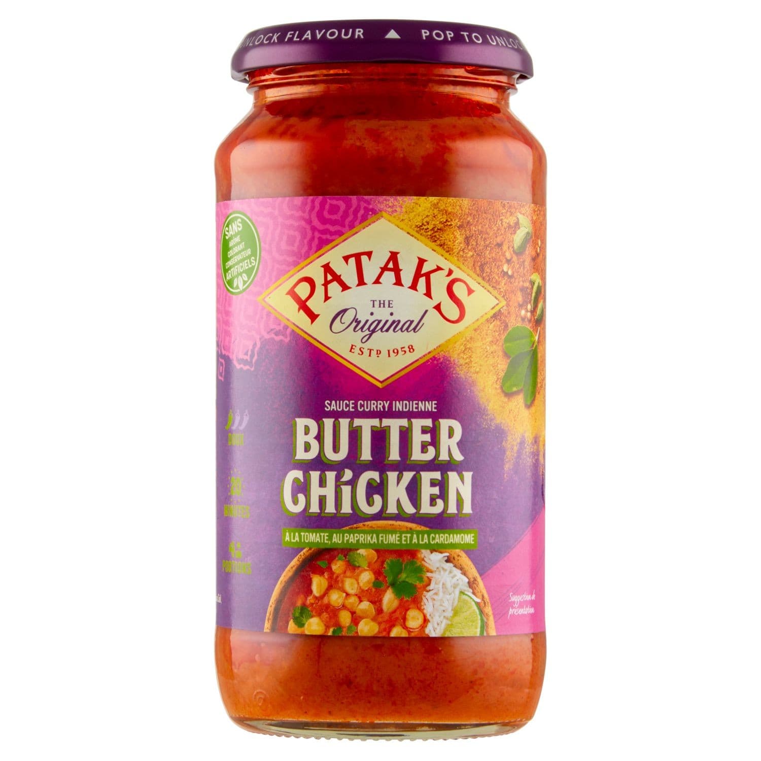 Patak's Butter Chicken jemně pálivá smetanovo-rajčatová omáčka 450g