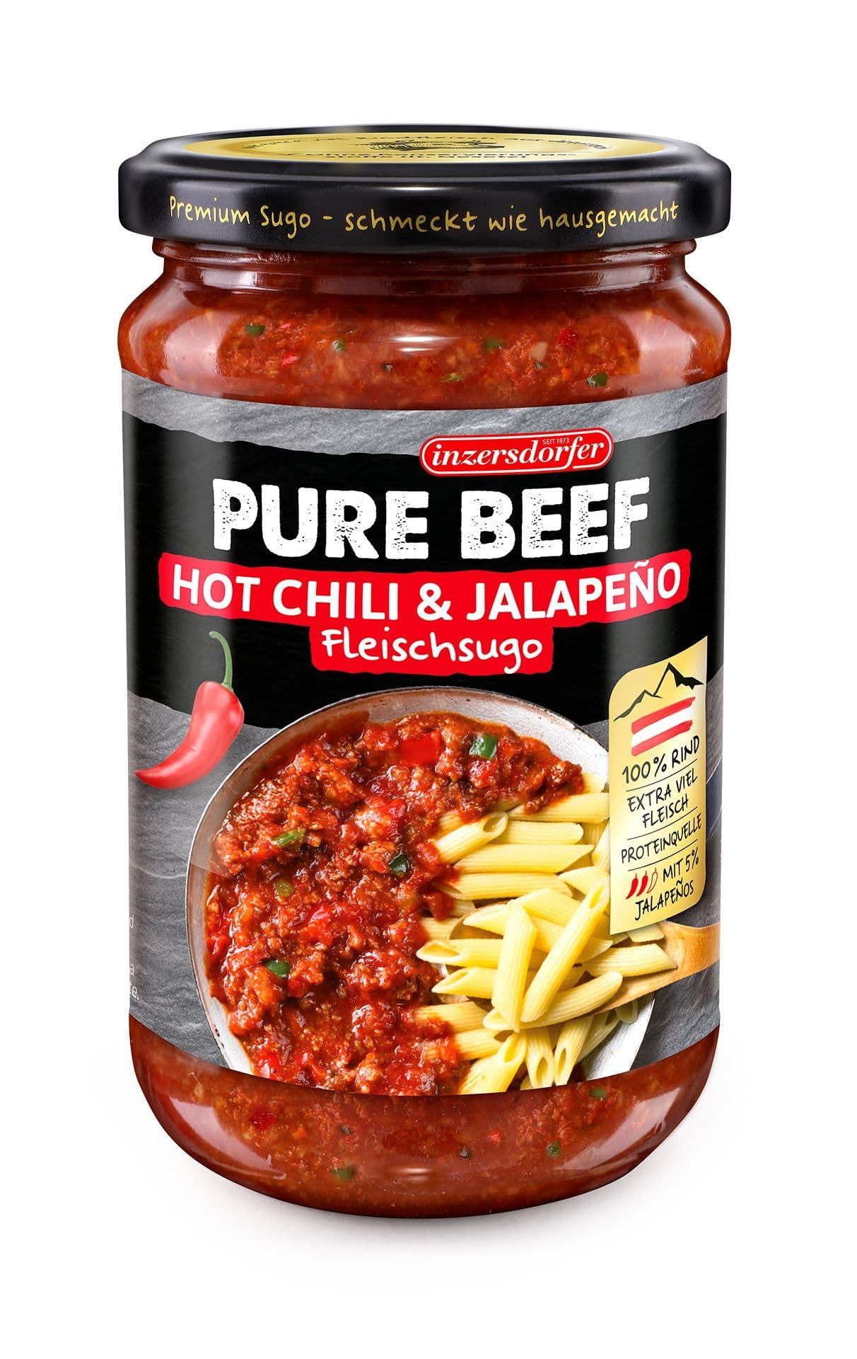 Inzersdorfer Pure beef sugo hot chilli & jalapeno 400g