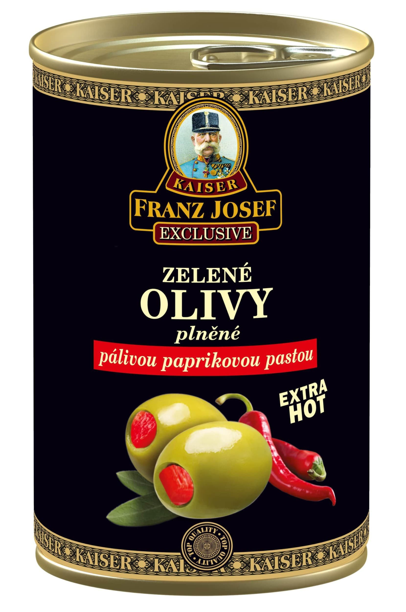 Kaiser Franz Josef Zelené olivy plněné paprikovou pastou 300g