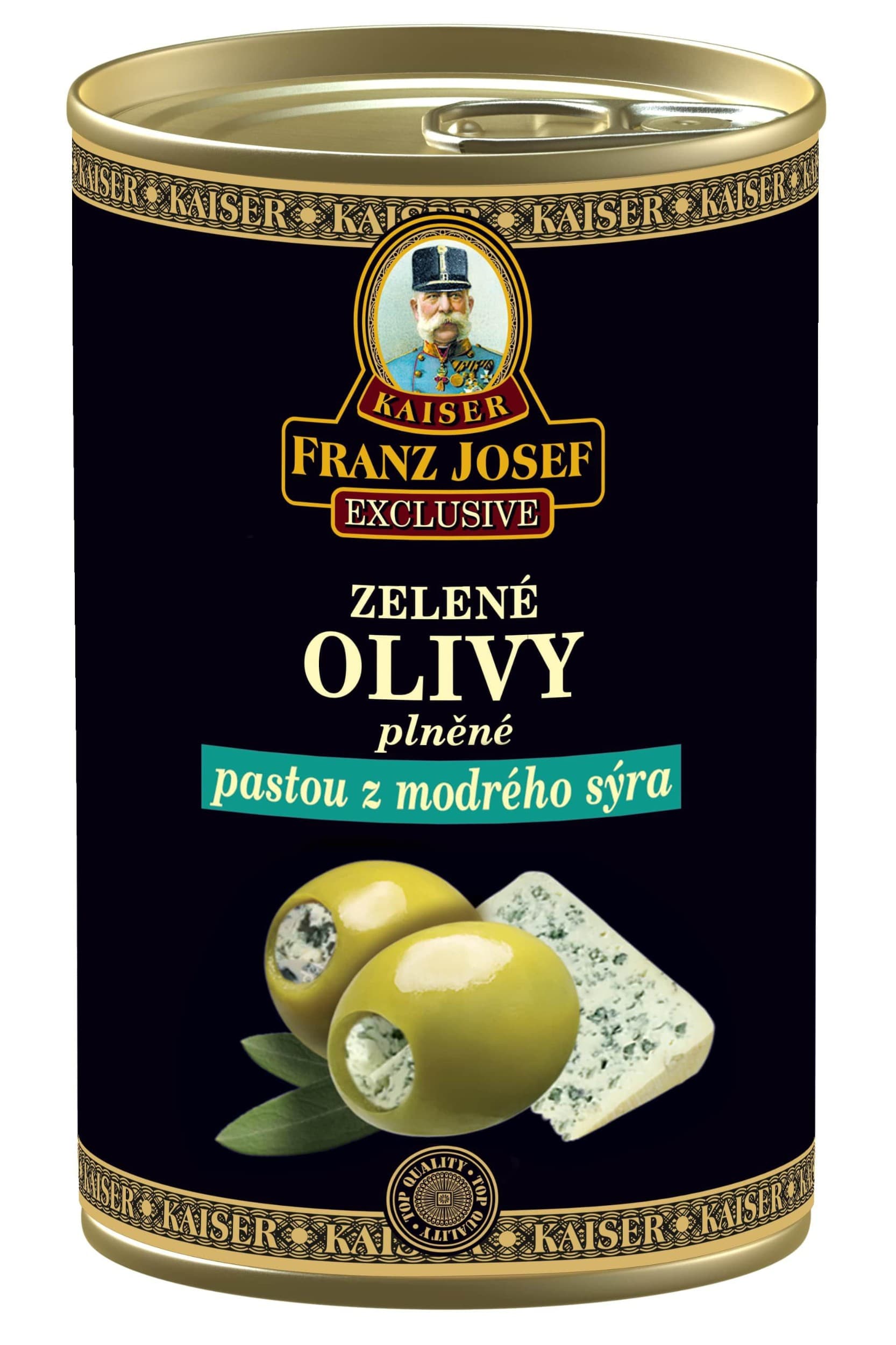 Kaiser Franz Josef Zelené olivy plněné pastou z modrého sýra 300g