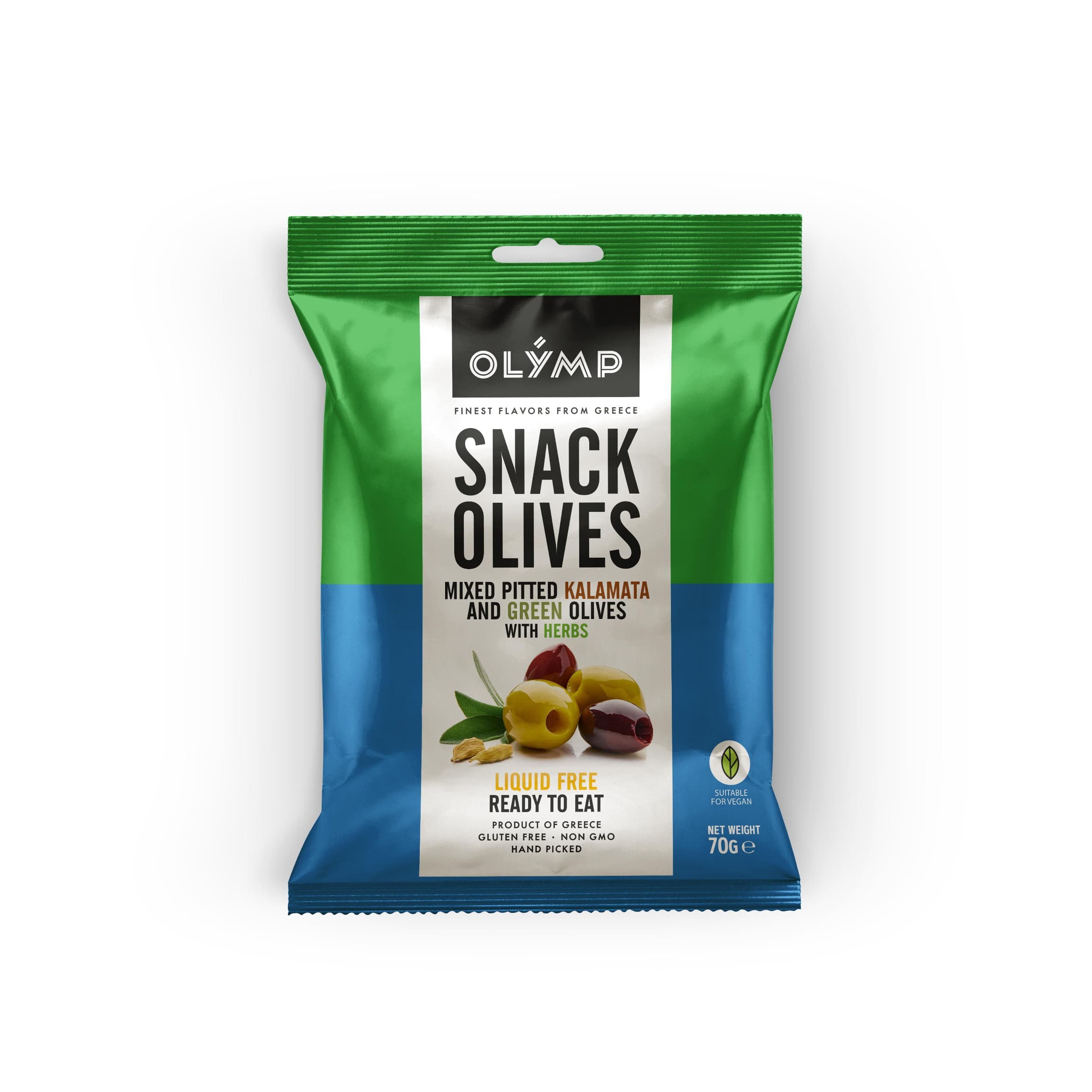 Olymp Mix Kalamata tmavé a zelené olivy bylinky 70g