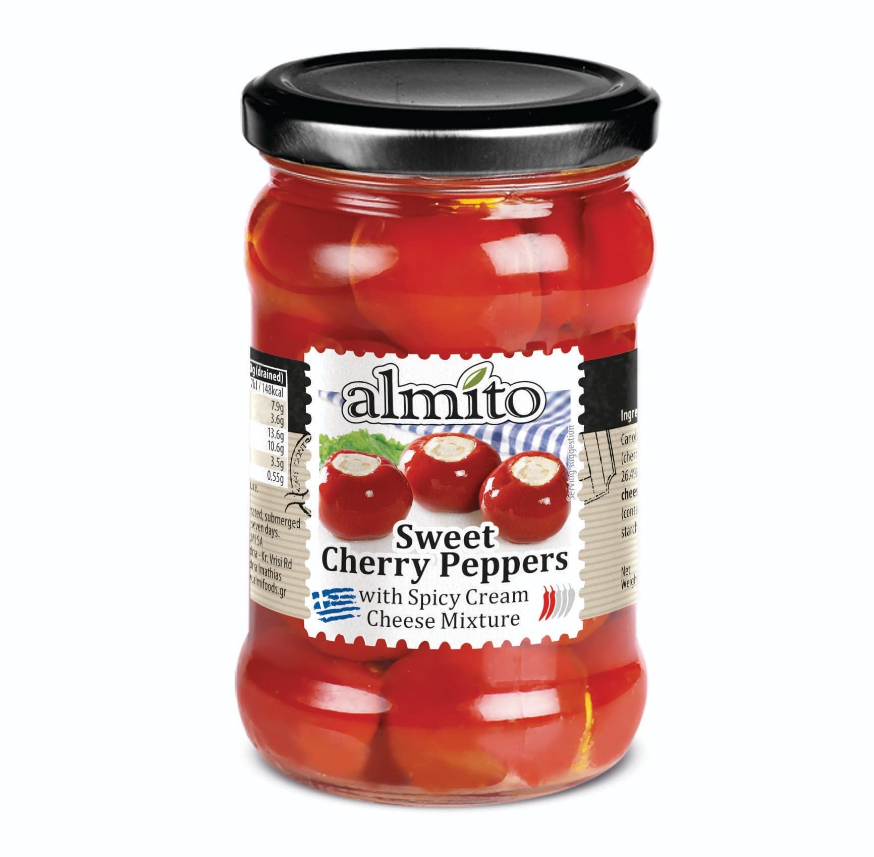 Almíto Sladké cherry papriky plněné krémovým sýrem 280g