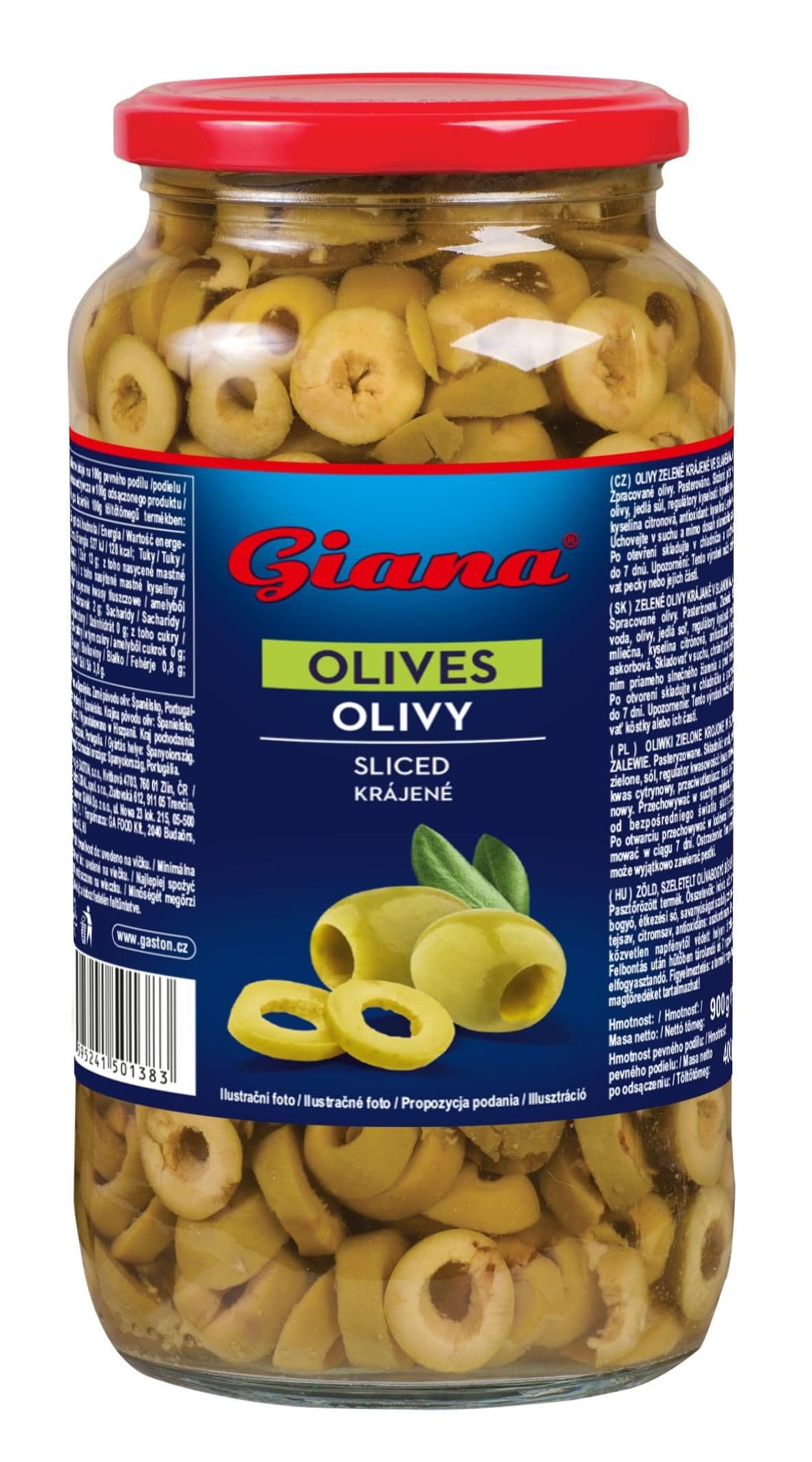 Giana Zelené olivy krájené 900g