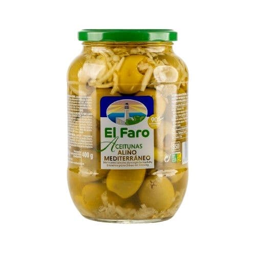 El Faro Královské zelené marinované oliv chuť středomoří 850ml