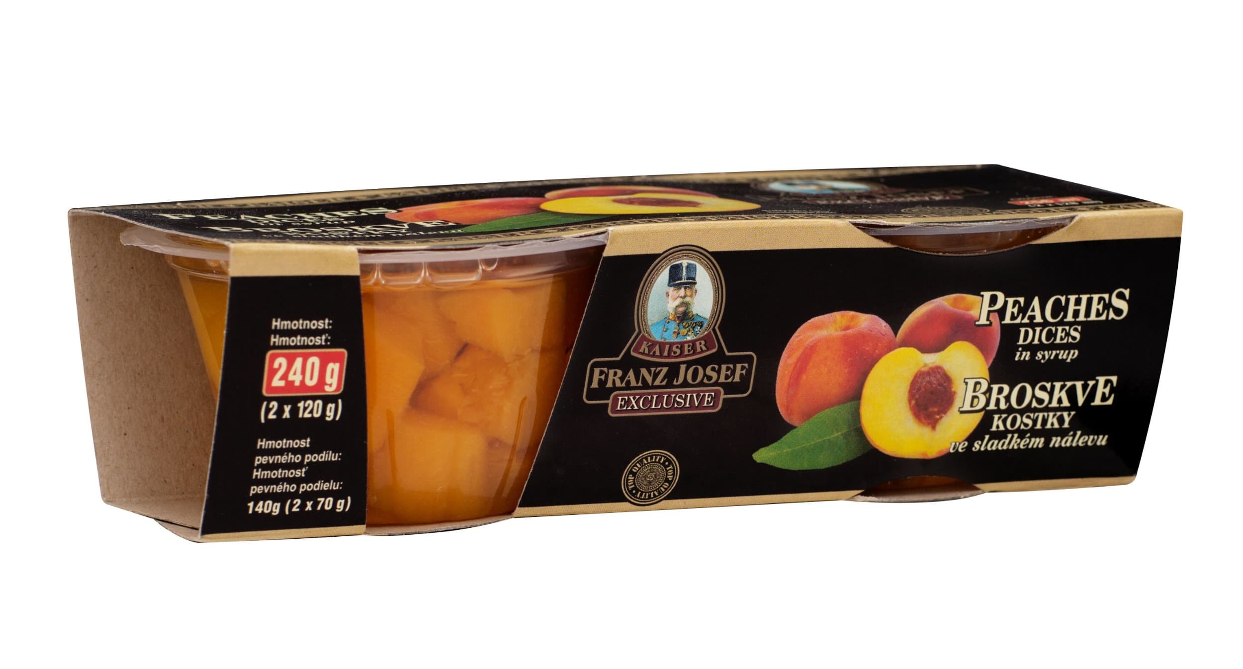 Franz Josef Kaiser Broskve kostky ve sladkém nálevu 2x120g