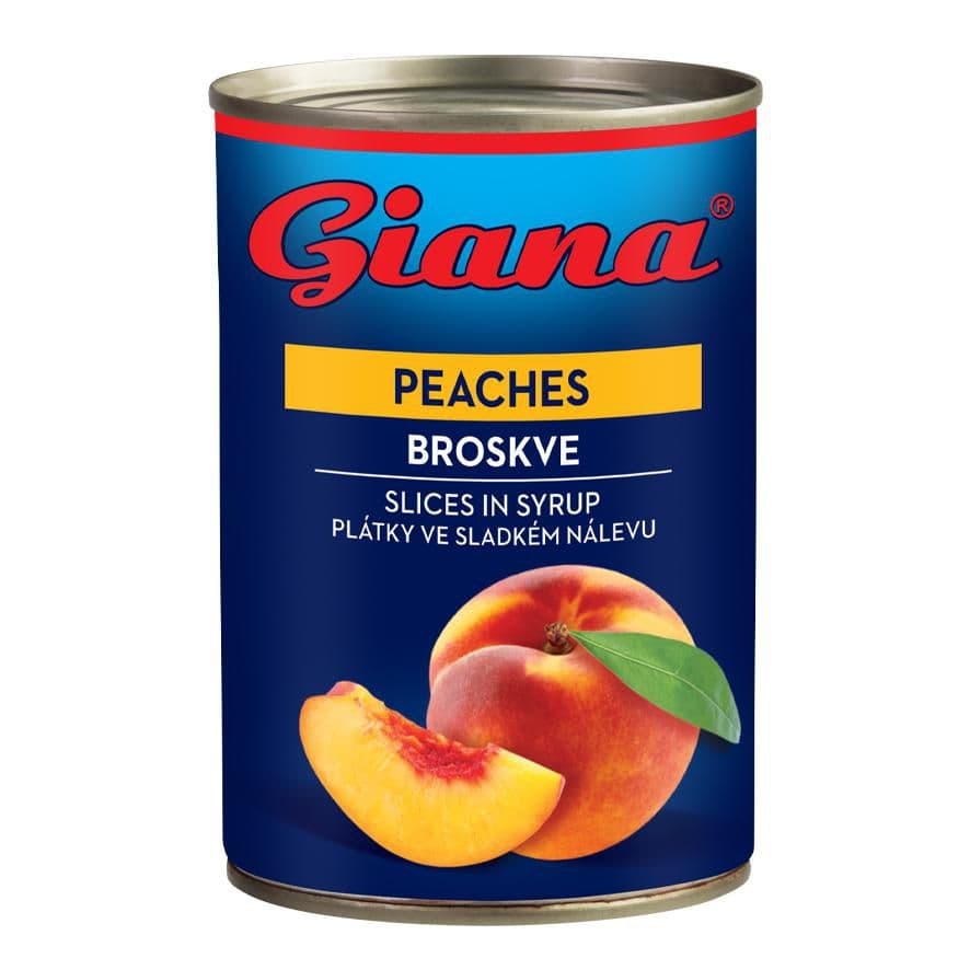 Giana Broskve loupané plátky ve sladkém nálevu 410g