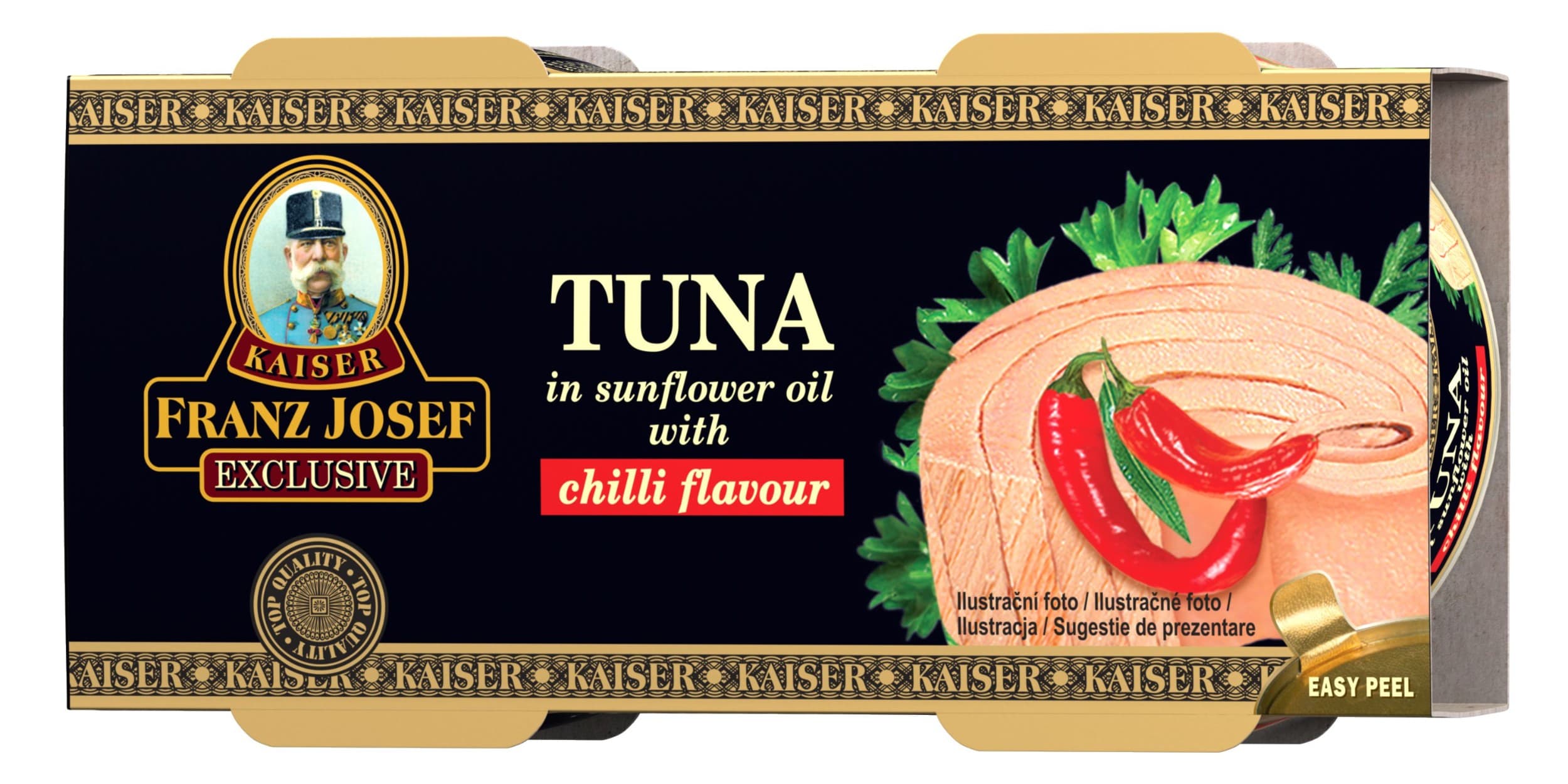 Franz Josef Kaiser Exclusive Tuňák ve slunečnicovém oleji s příchutí chlli 2 x 80 g