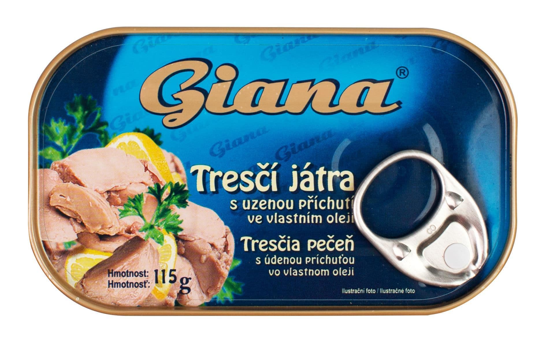 Giana Tresčí játra s uzenou příchutí ve vlastním oleji 115 g
