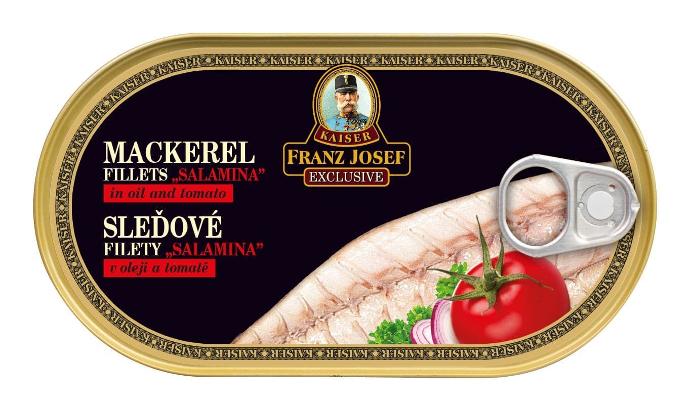 Kaiser Franz Josef Exclusive Makrela filety Salamina v oleji a tomatě 170 g