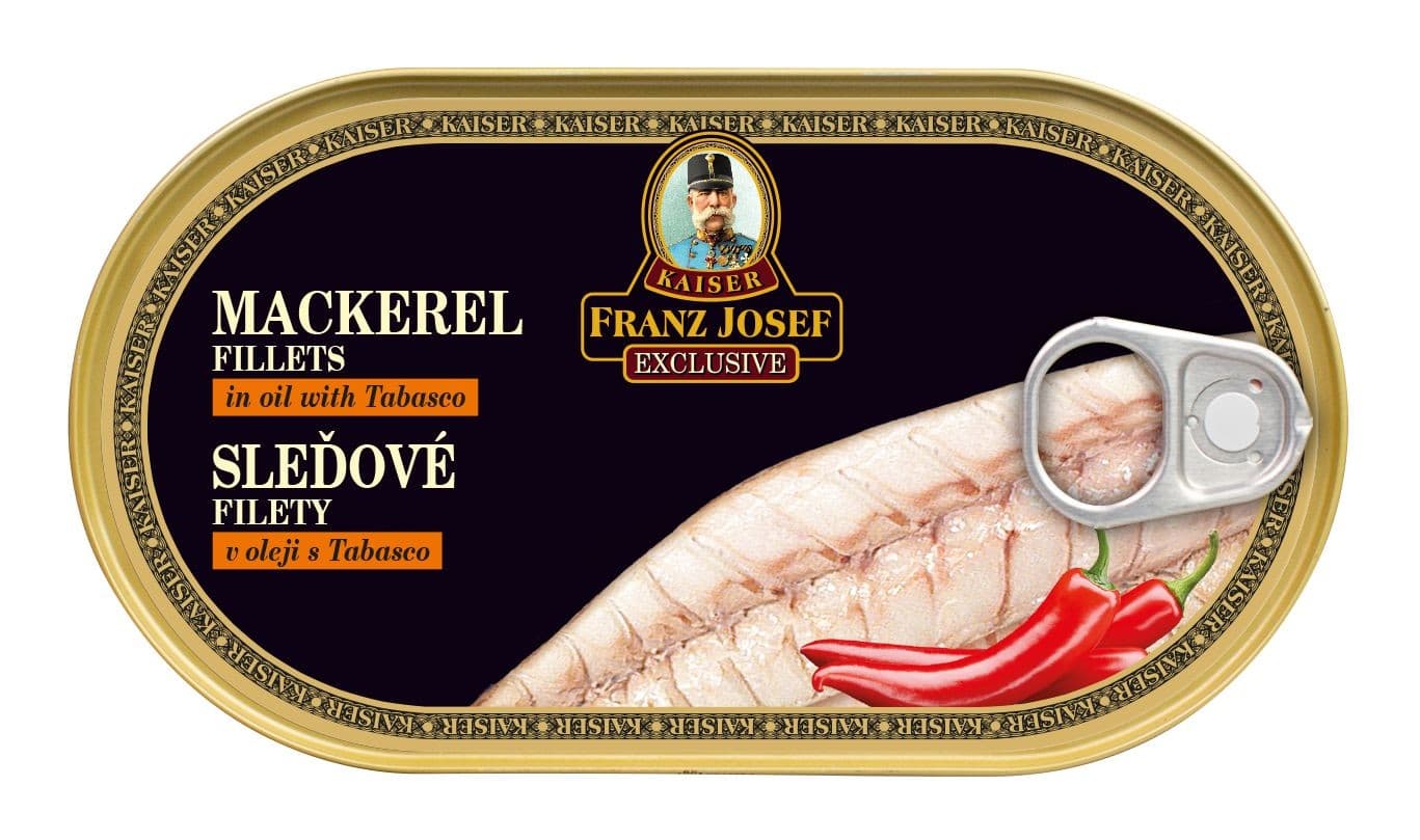 Kaiser Franz Josef Exclusive Makrela filety v oleji s tabasco 170 g