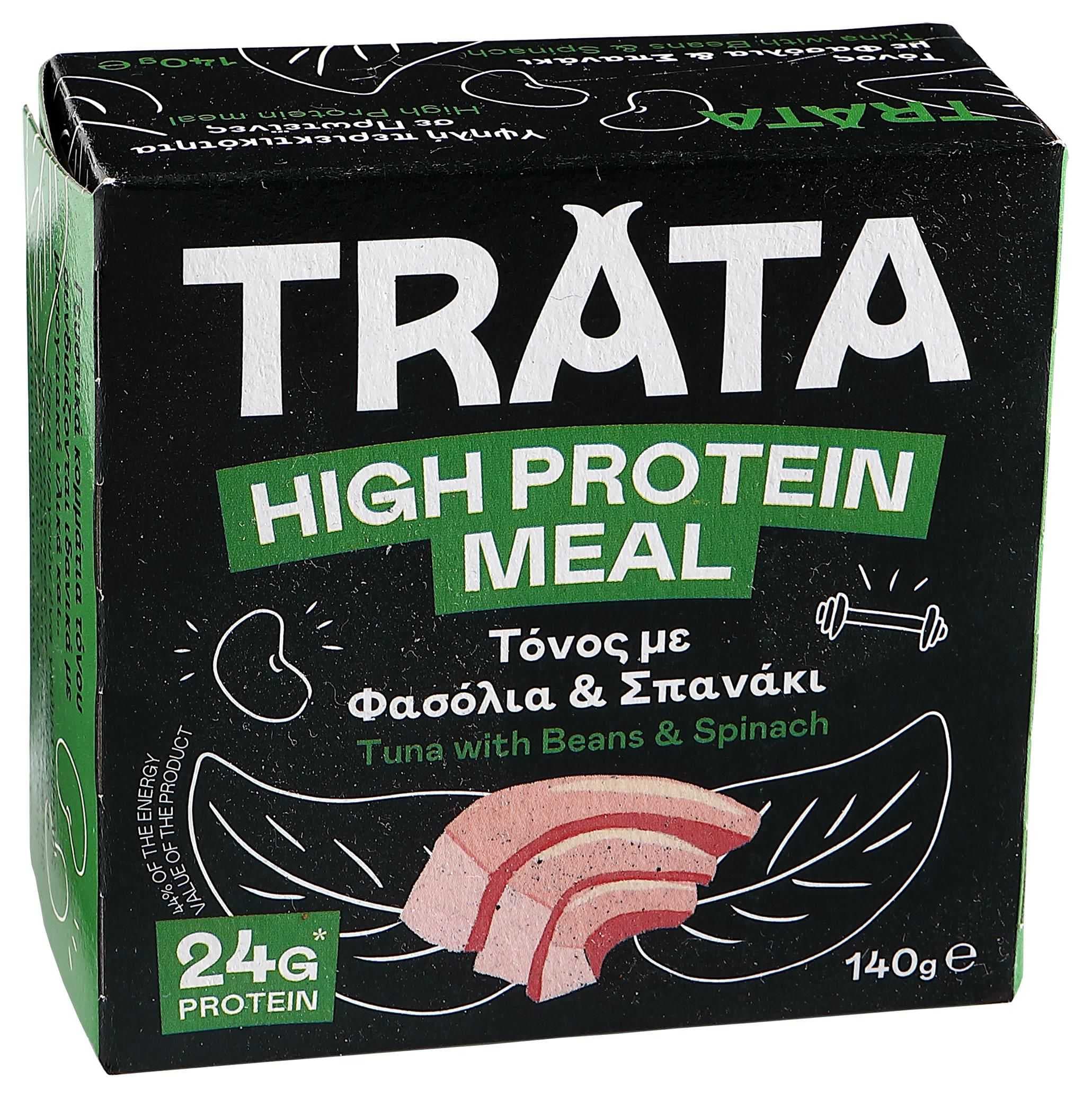 Trata Tuňák s vysokým obsahem bílkovin fazolemi a špenátem 140g