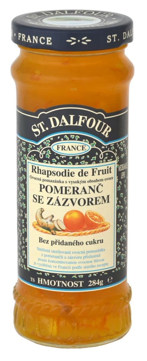 St.Dalfour Pomeranč se zázvorem ovocná pomazánka s vysokým obsahem ovoce 284 g