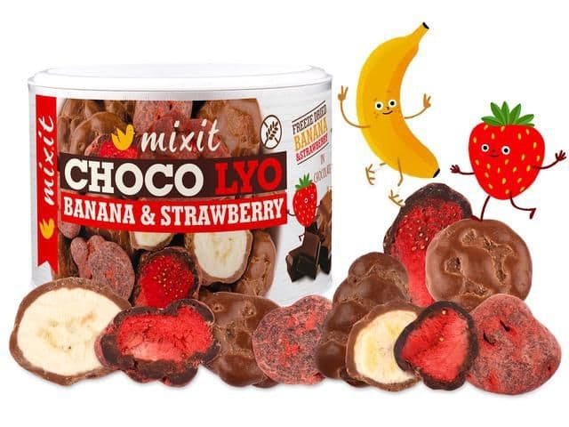 Mixit Křupavé banánky a jahody v čokoládě 150g
