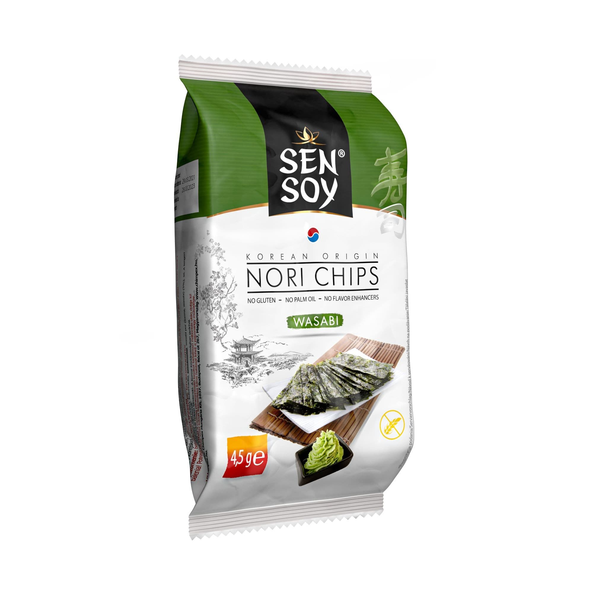 SENSOY Mořské řasy chipsy wasabi 4,5 g
