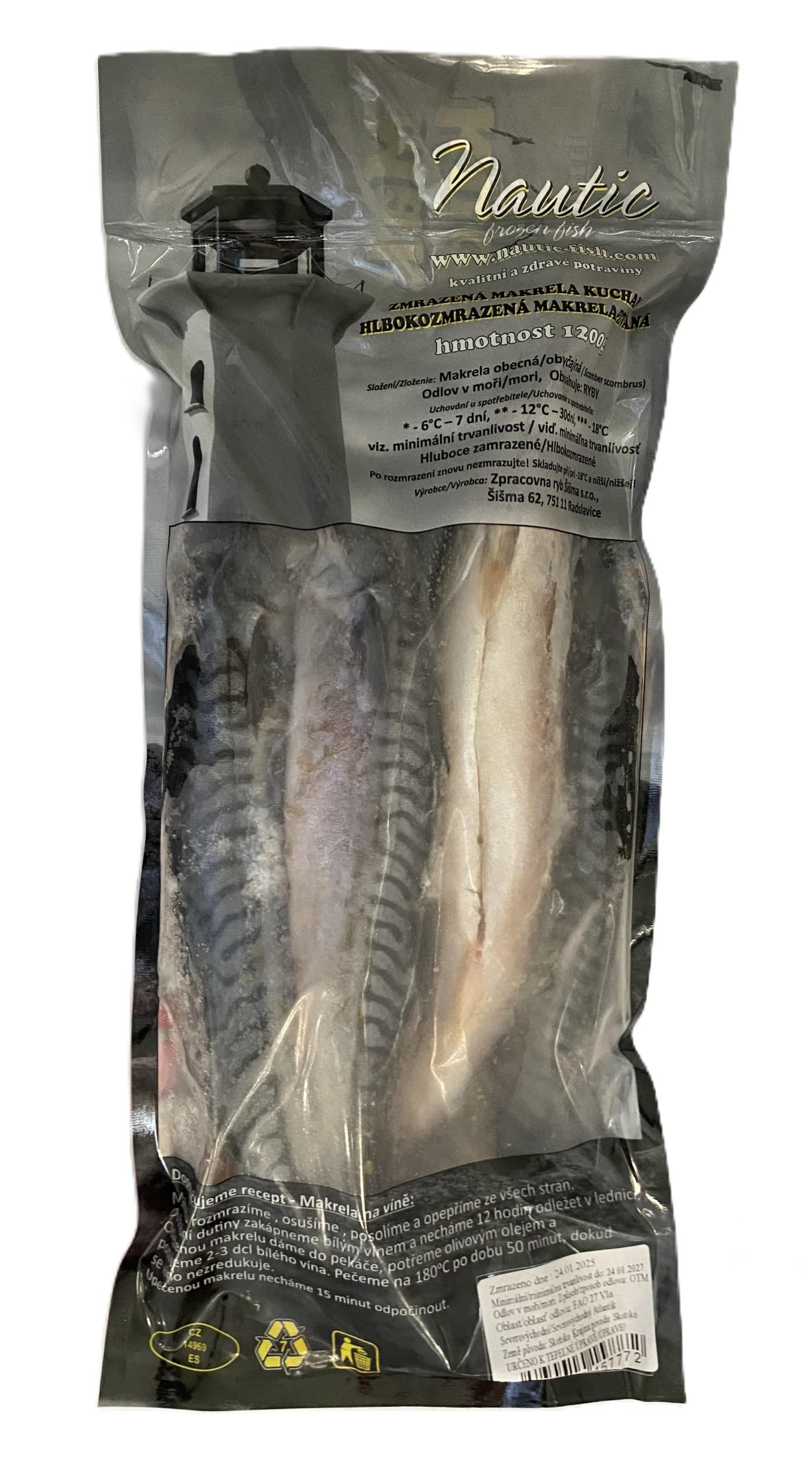 Nautic Zmrazená makrela kuchaná 1,2kg