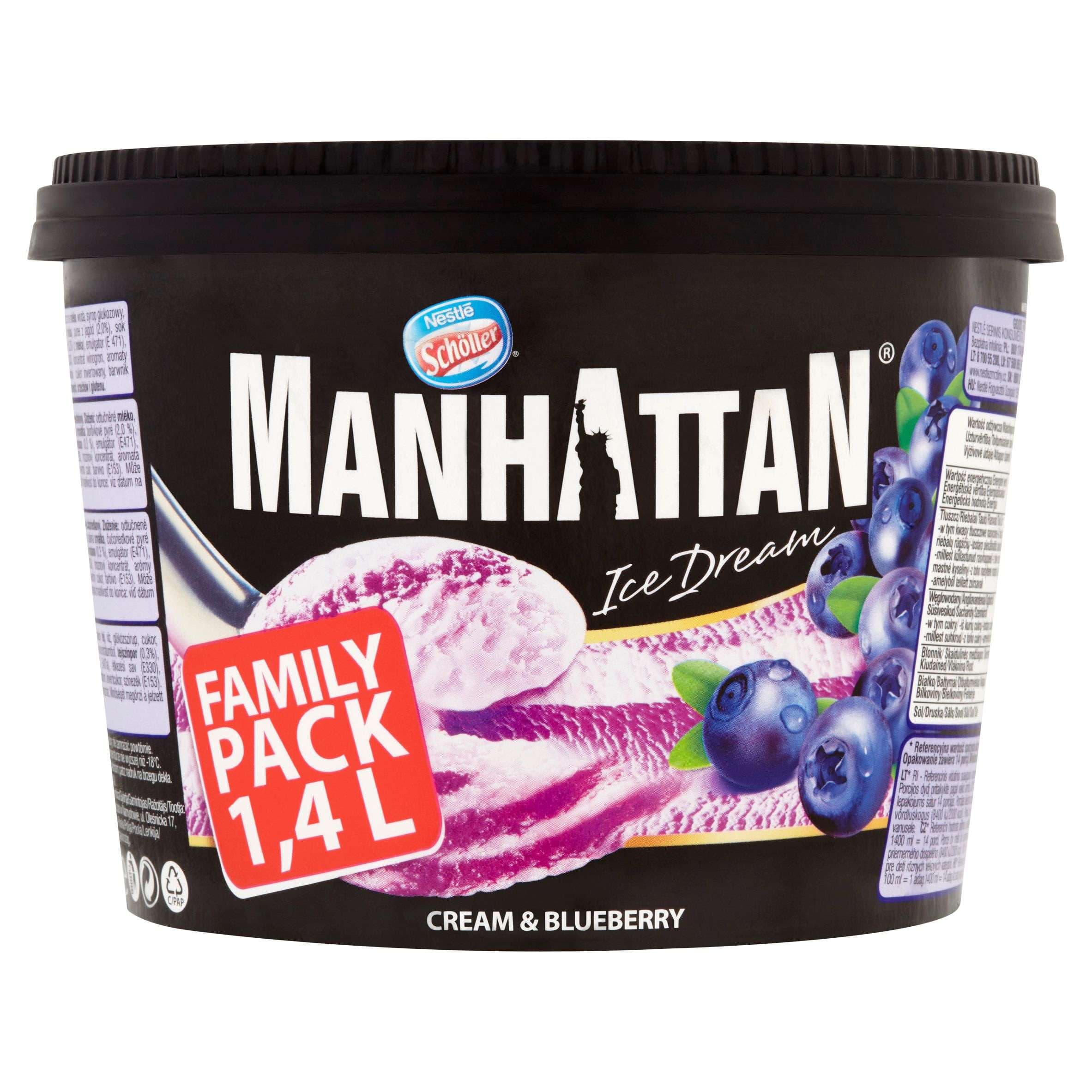 Manhattan Mražený krém smetanovo-borůvkový 1400 ml