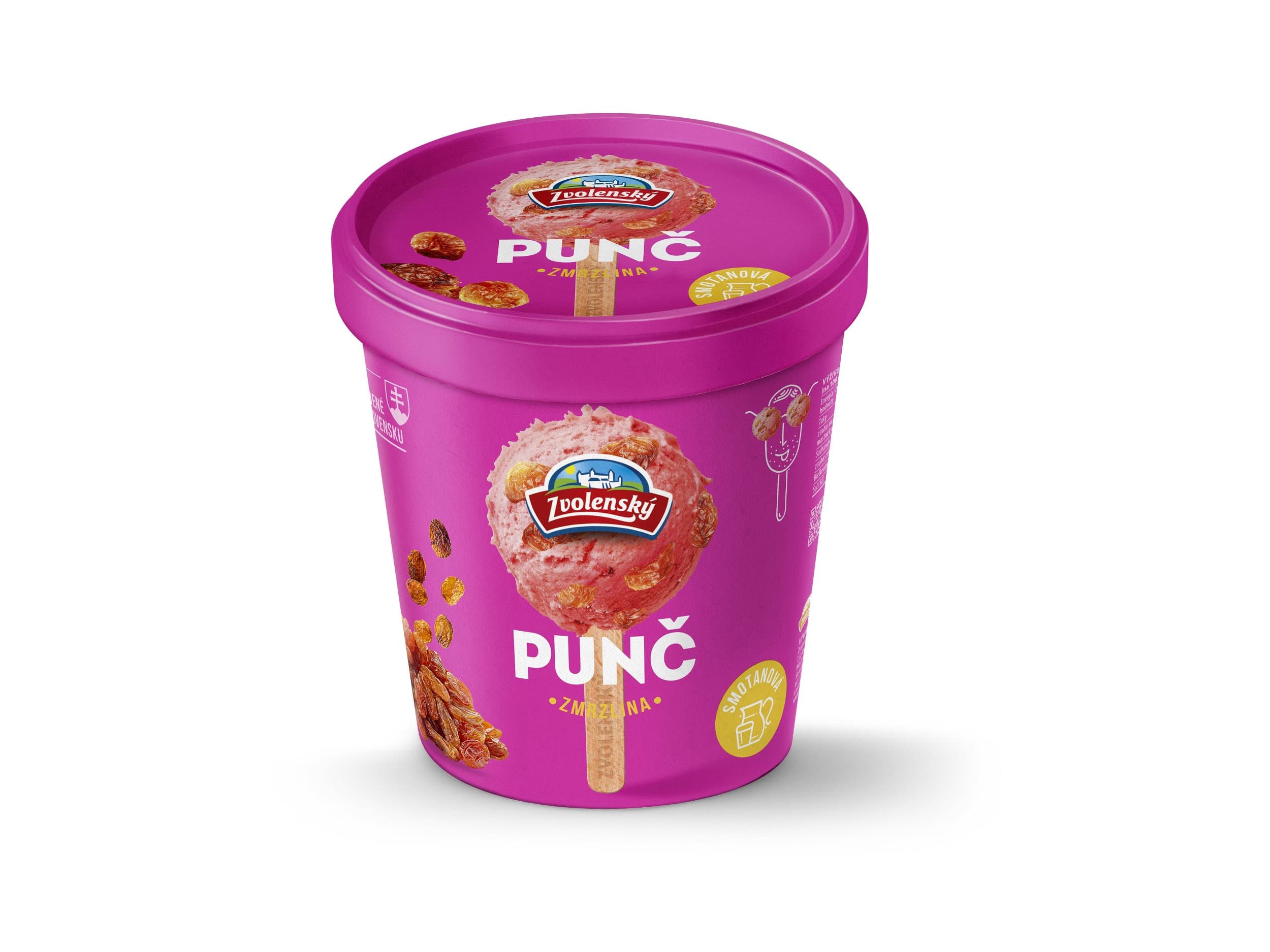 Zvolenský Smetanová zmrzlina punčová s hrozinkami 420 ml